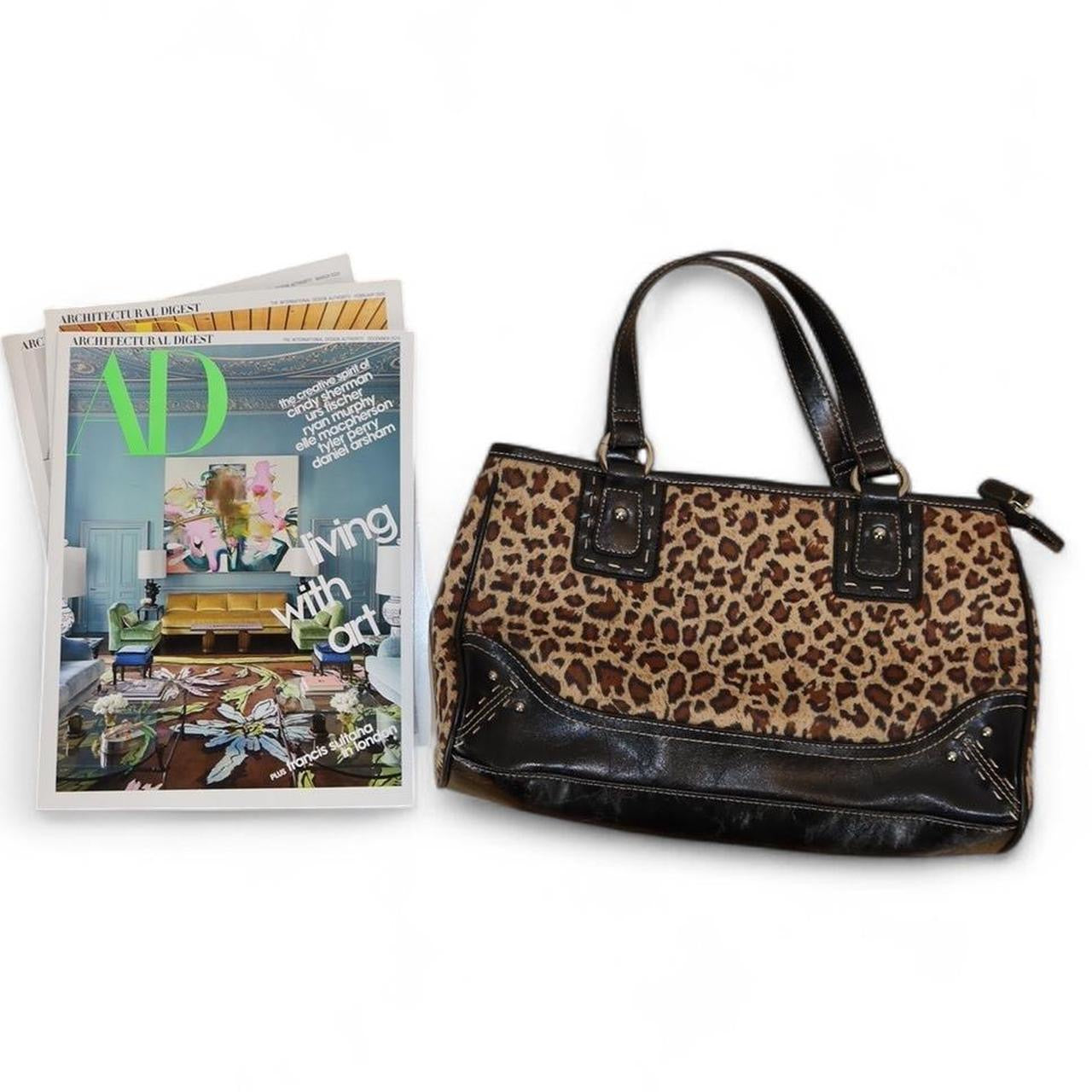 Y2K Leopard Print Structured Shoulder Bag