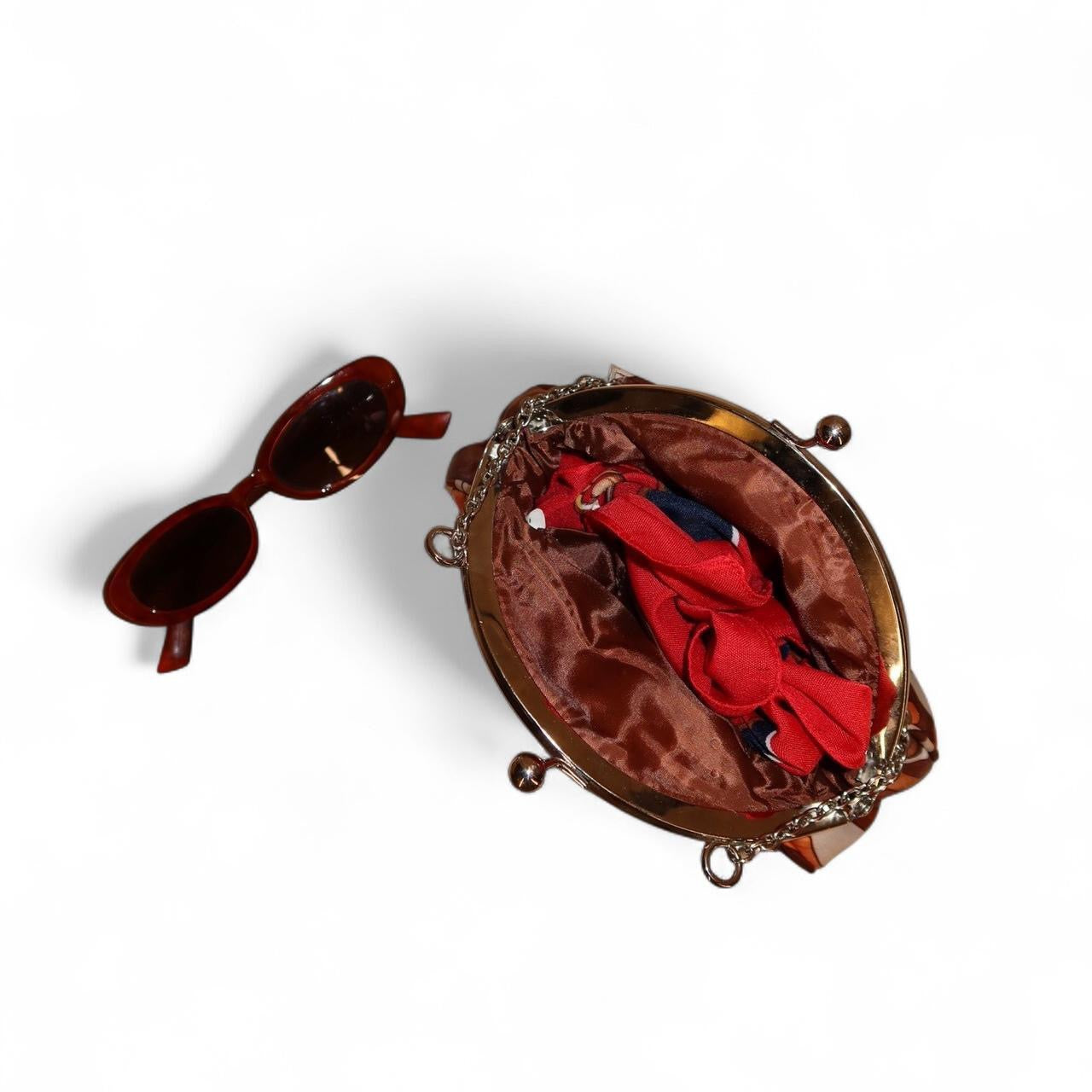 Vintage Y2K Satin Swirl Kiss-Lock Mini Bag