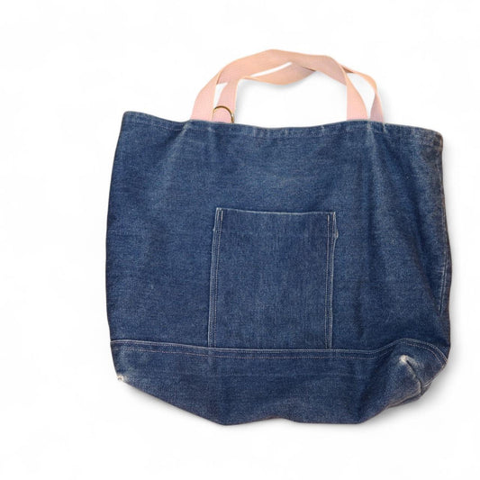 Y2K Denim Ballet Tote Bag with Pink Handles