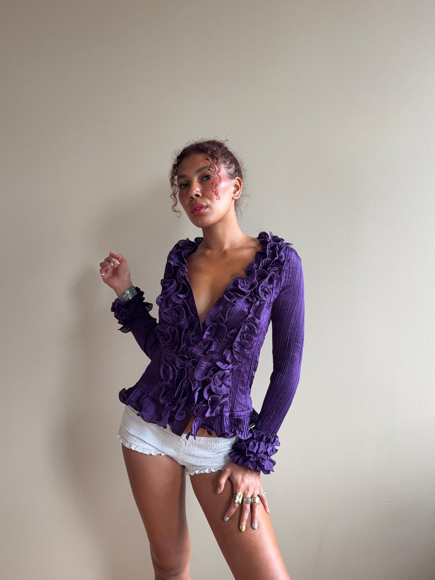 Vintage Rossi Roma Silk Ruffle Blouse