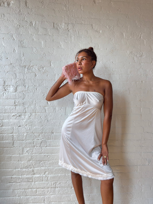 Vintage Ivory Strapless Slip Dress