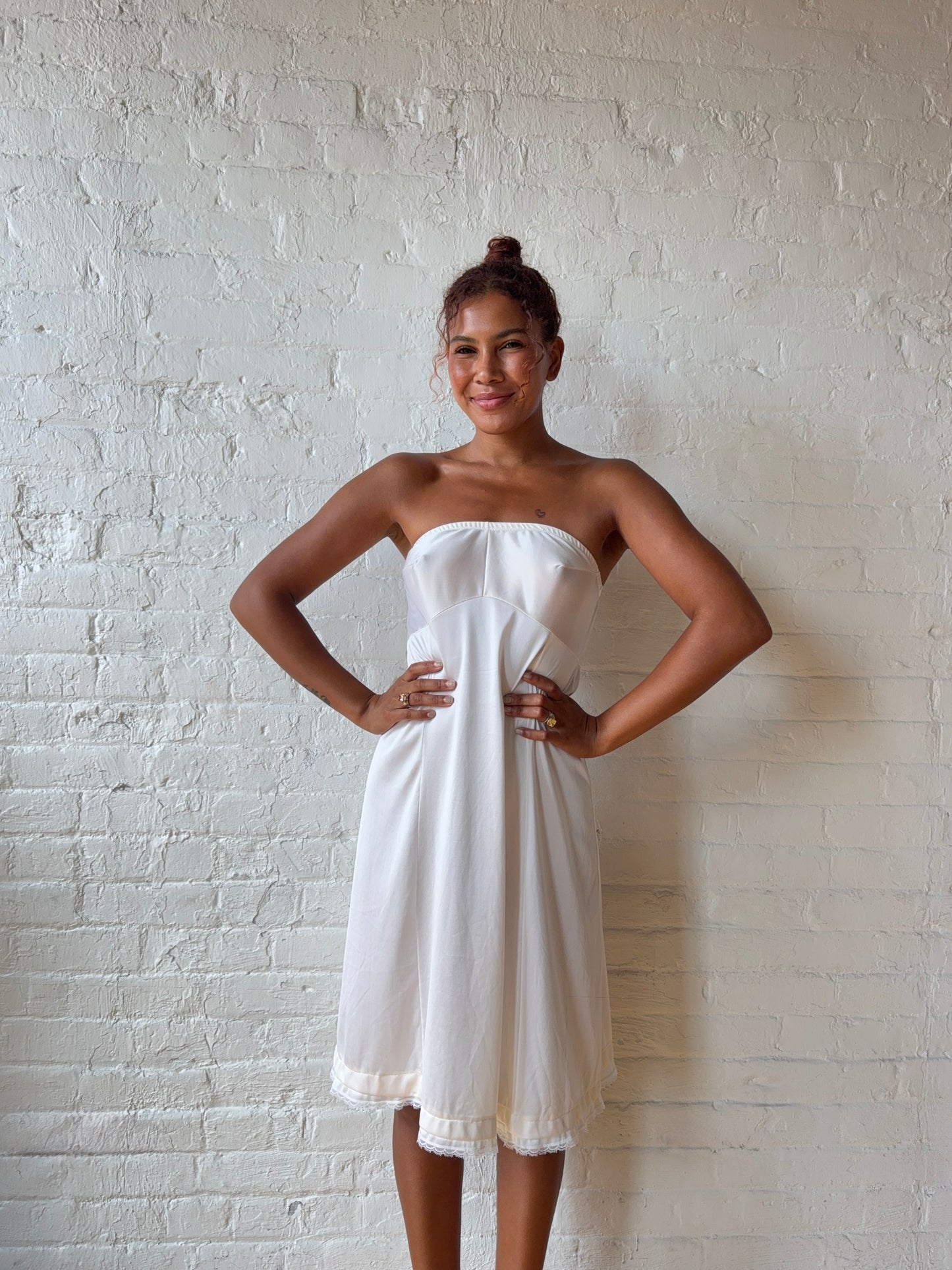 Vintage Ivory Strapless Slip Dress