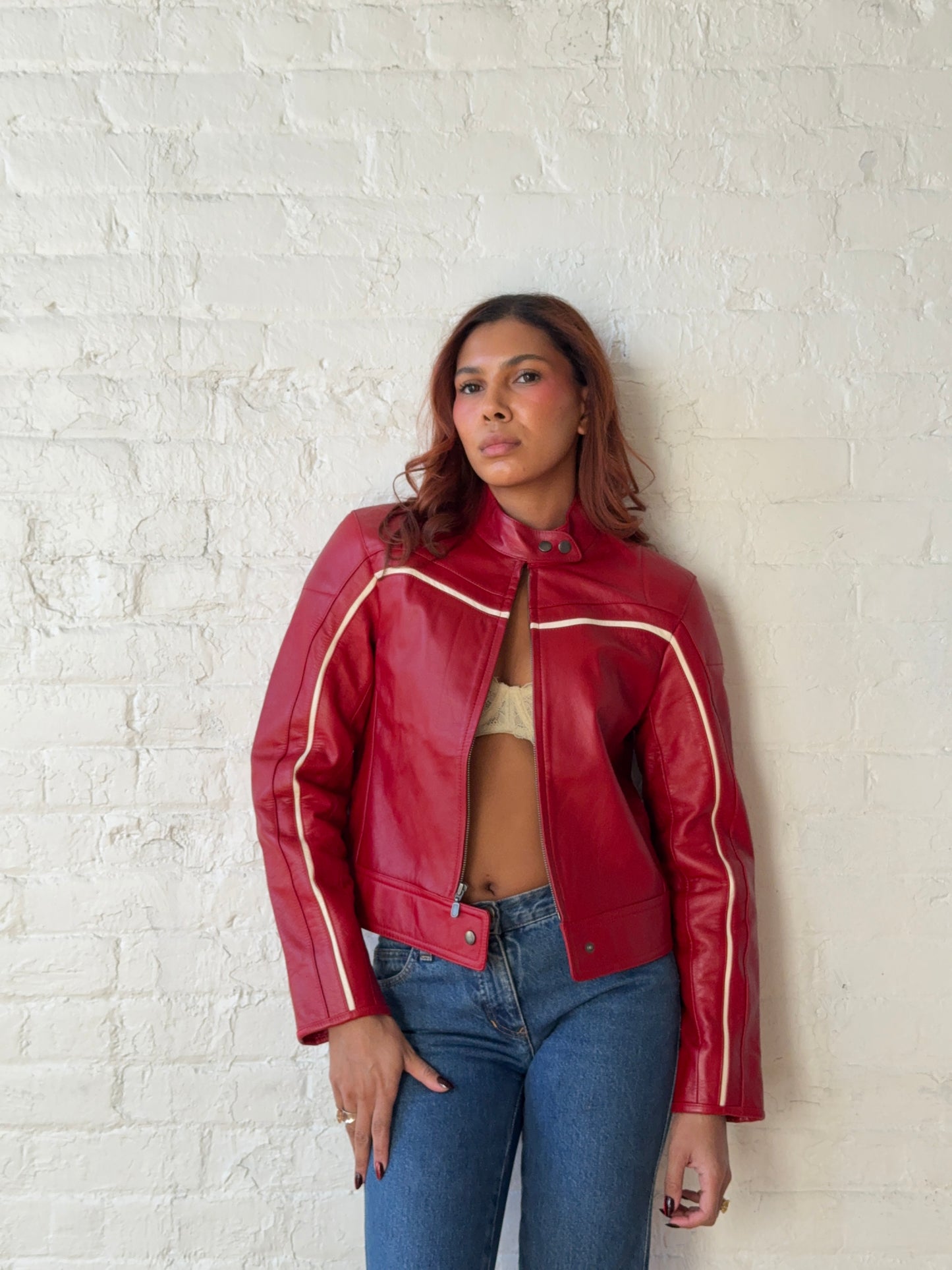 Vintage Red Racing Moto Jacket | Y2K F1 Style