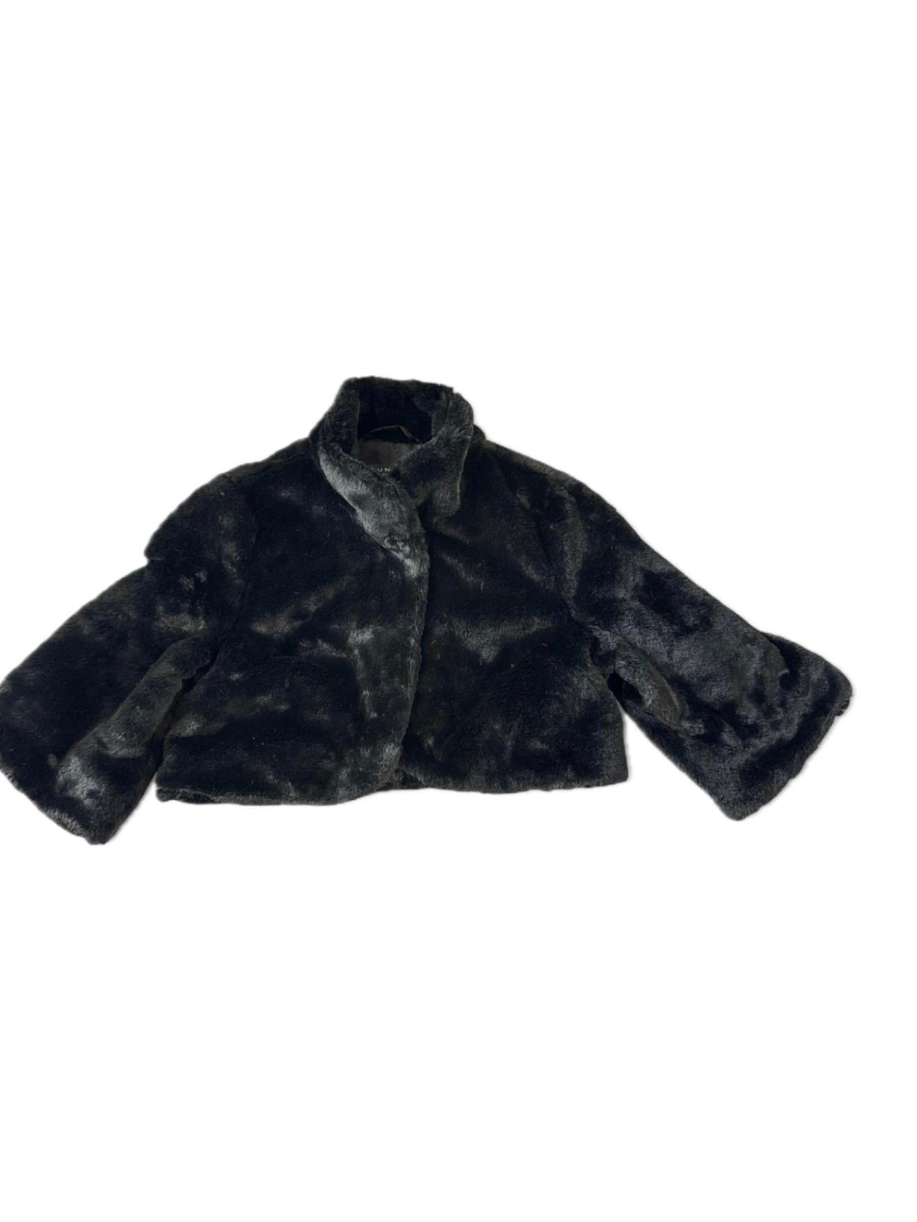 Vintage Black Faux Fur Cropped Jacket Bolero 90s Evening Coat