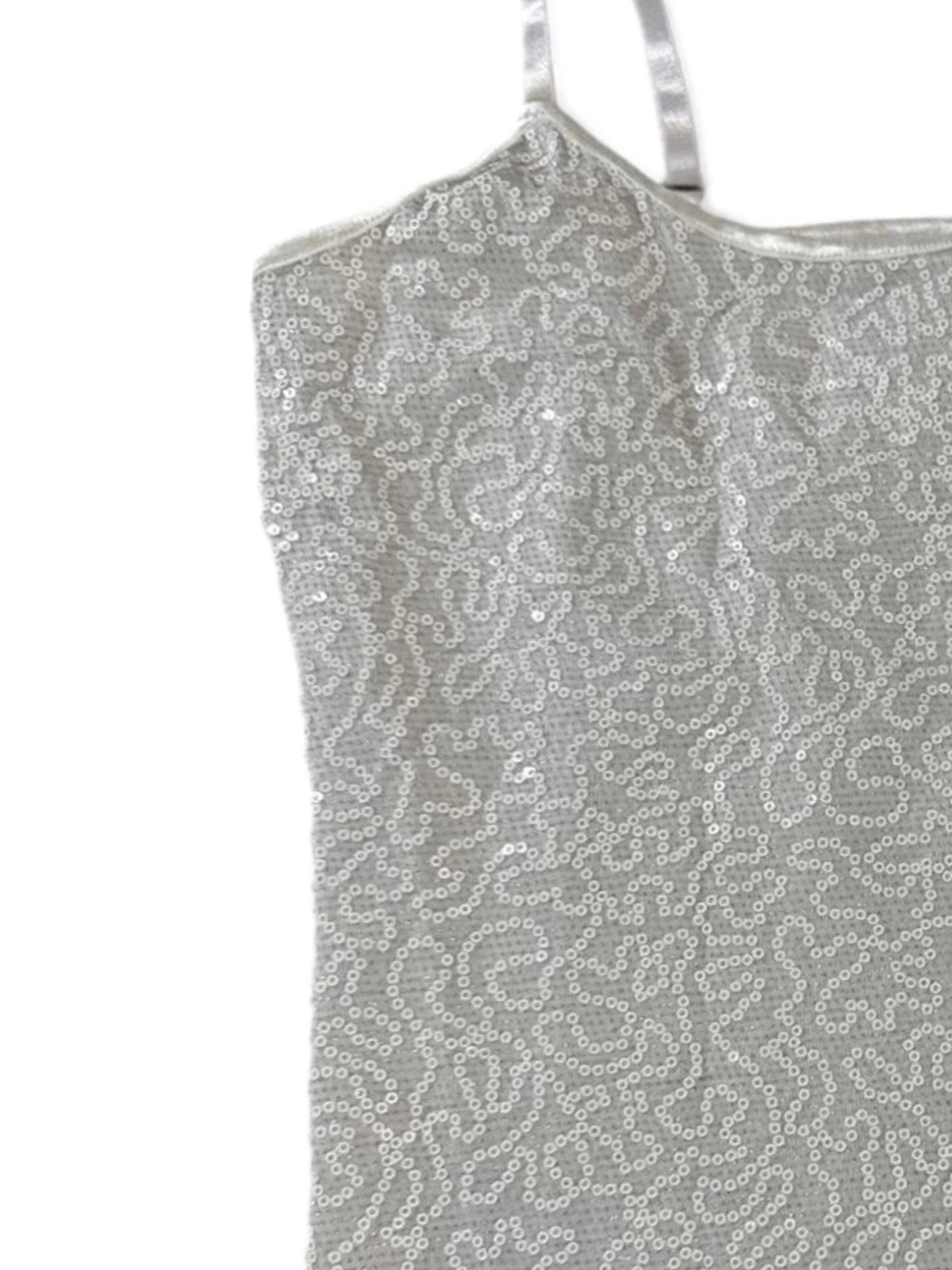 Vintage Y2K Silver Sequin Mesh Tunic Top | Stretch Metallic Party Camisole