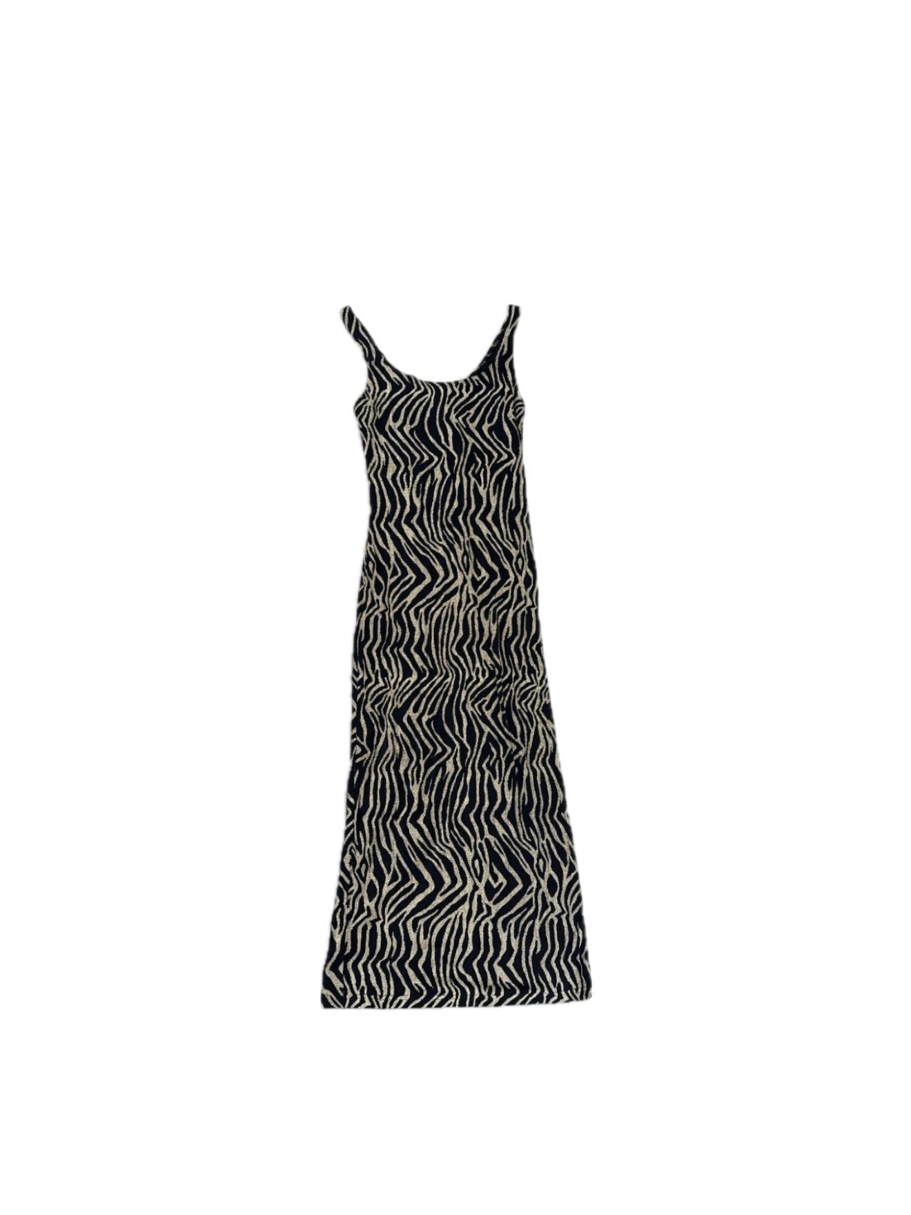 Vintage Black & Gold Zebra Knit Evening Dress