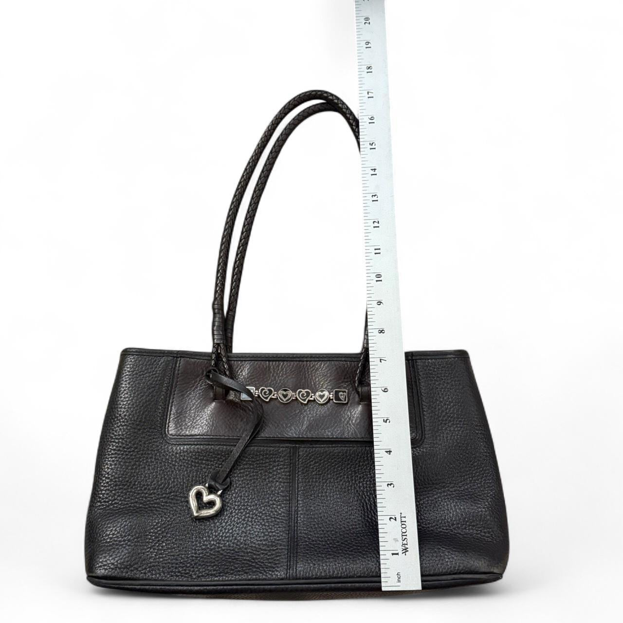 Vintage Brighton Black Leather Heart Charm Shoulder Bag