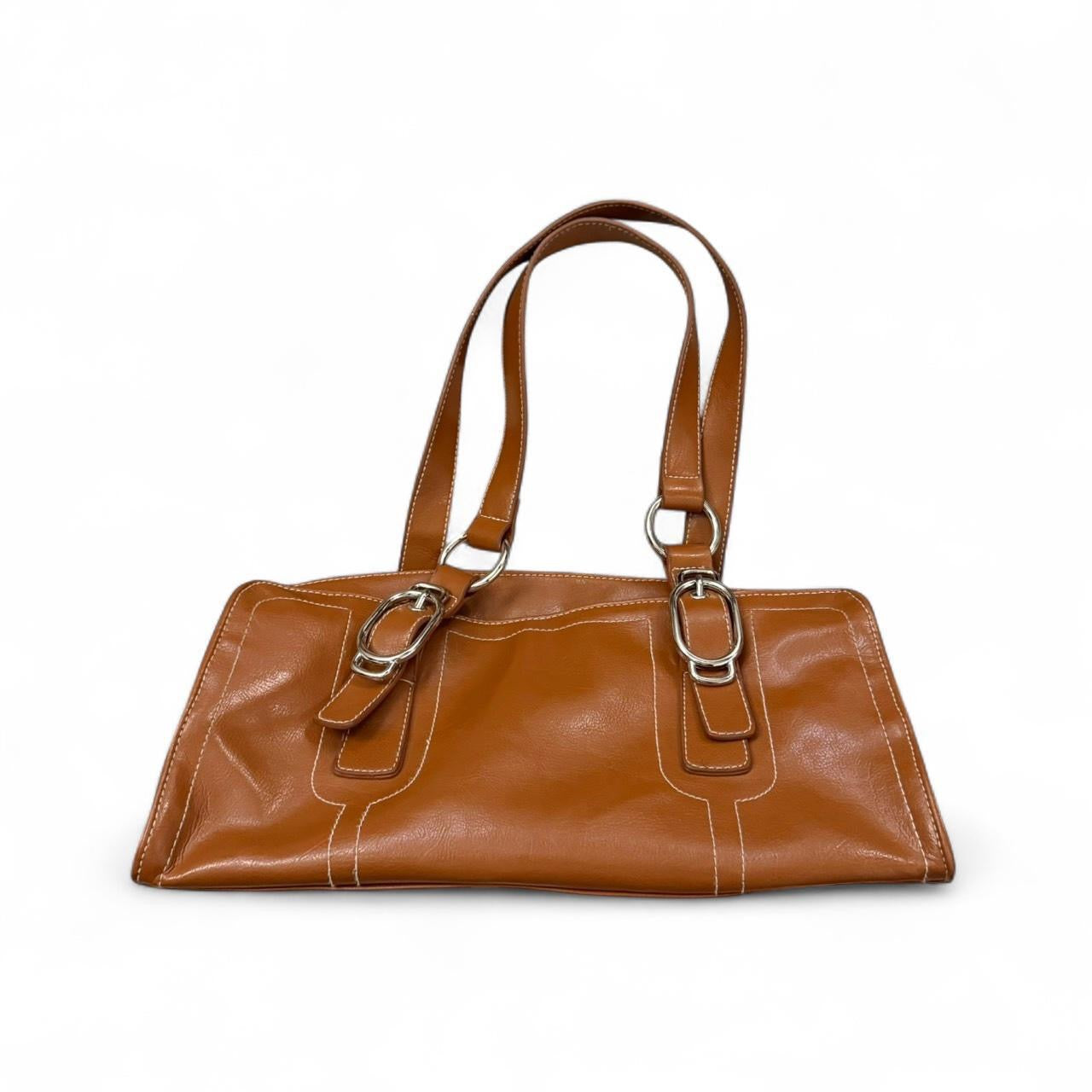 Vintage 90s Cognac Brown Leather Shoulder Bag