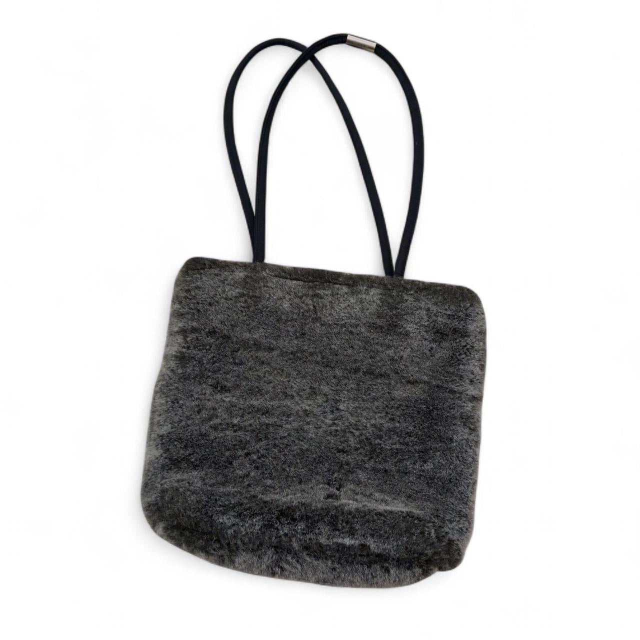 Vintage Y2K Grey Faux Fur Tote Bag