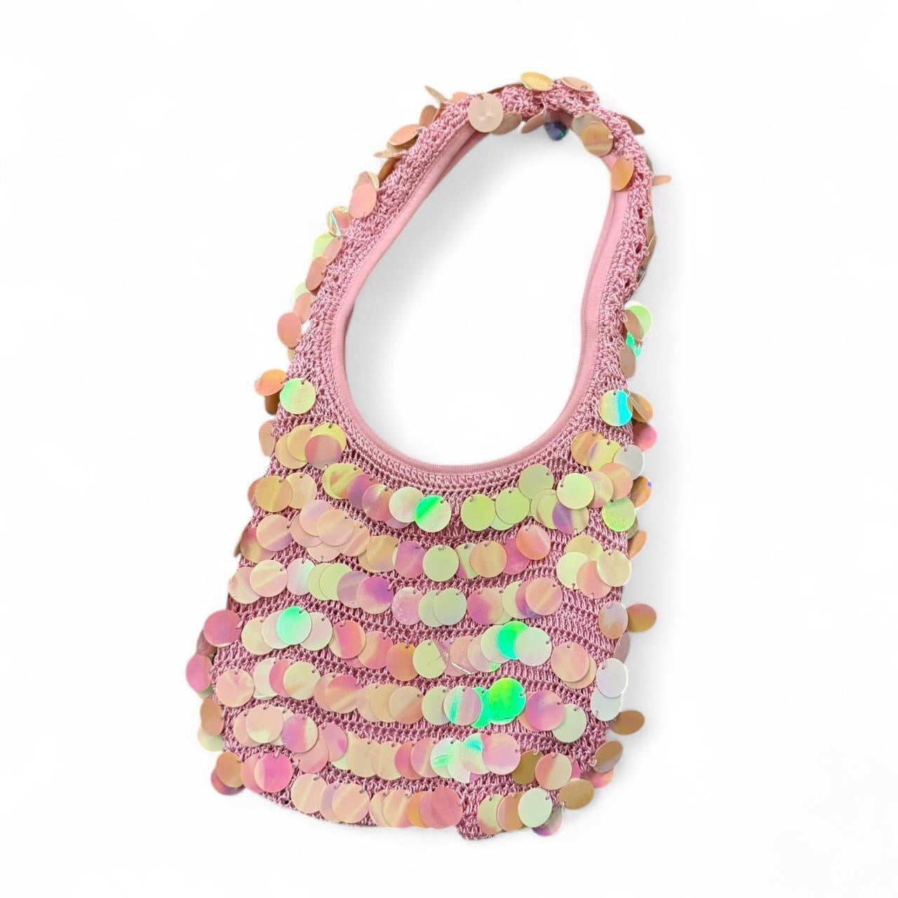 Y2K Pink Iridescent Sequin Mini Shoulder Bag