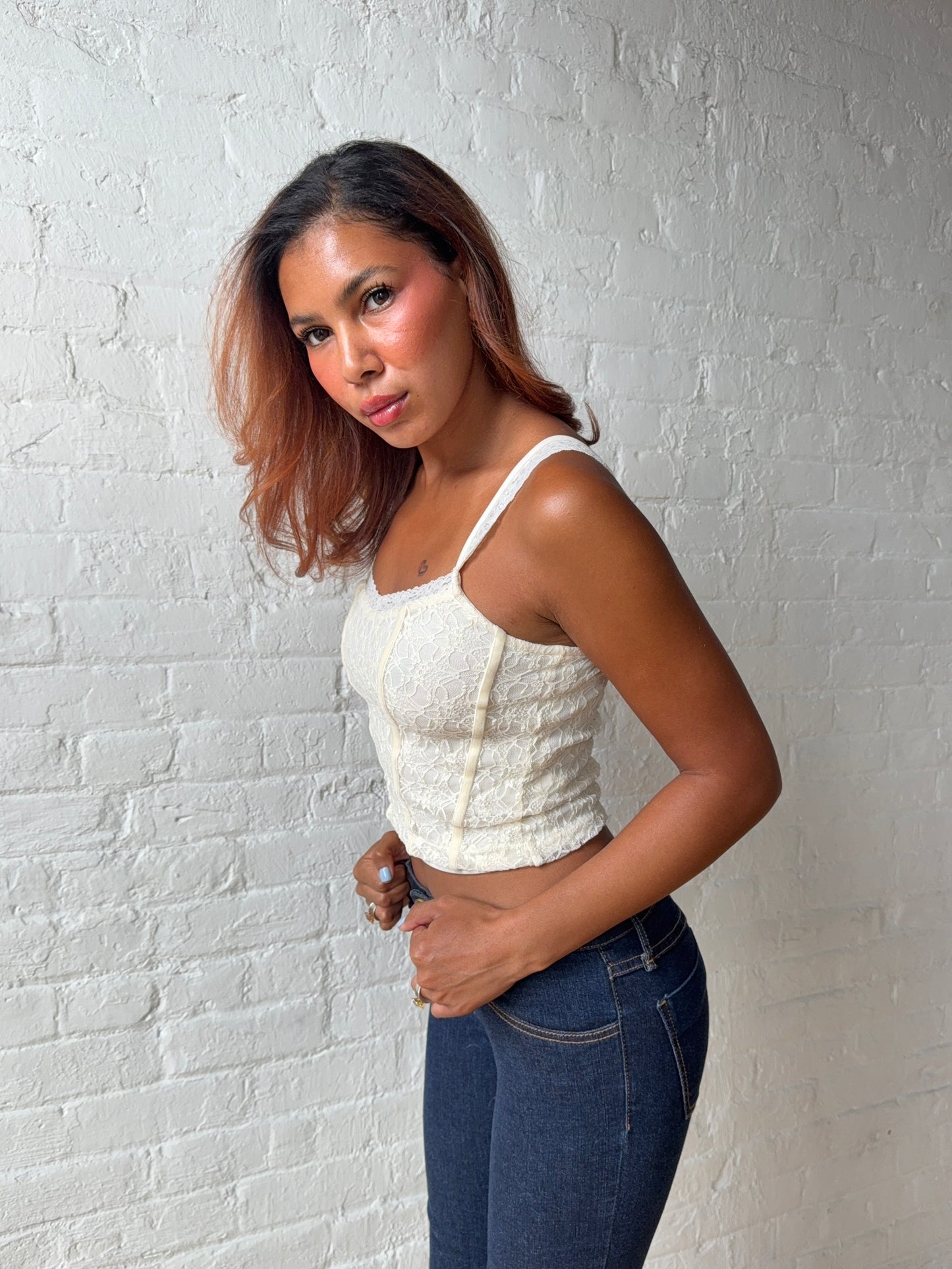 Ivory Lace Tank Top