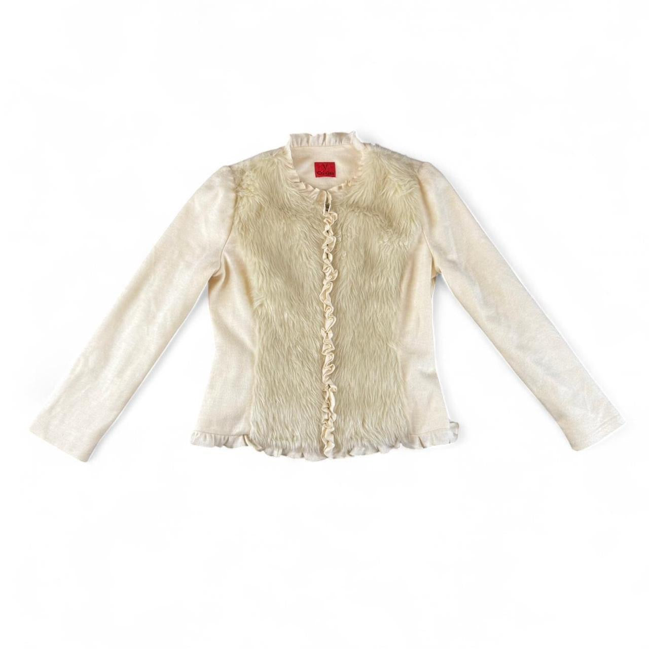 Vintage Cream Faux Fur Trim Jacket
