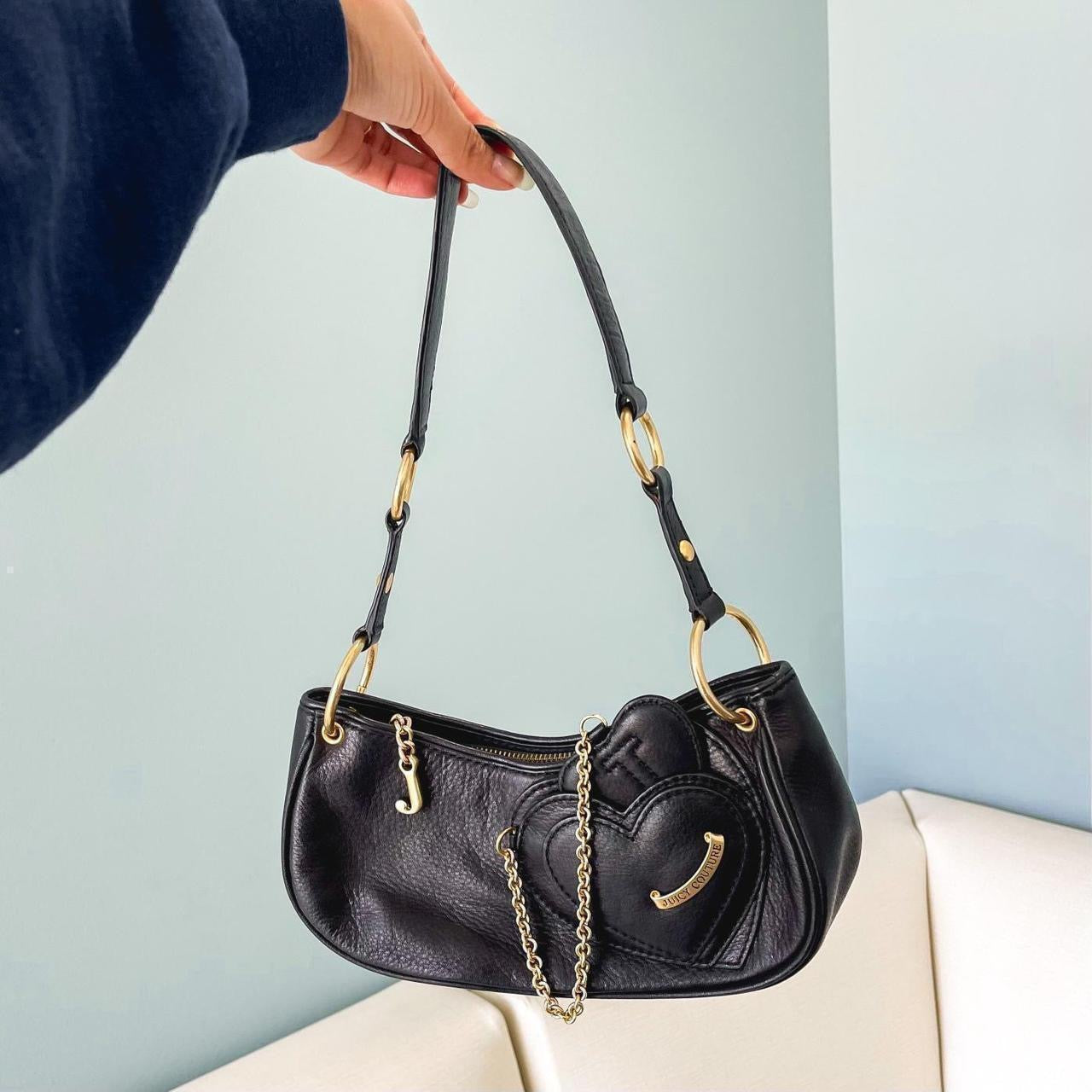 Rare Y2K Juicy Couture Black Heart Shoulder Bag