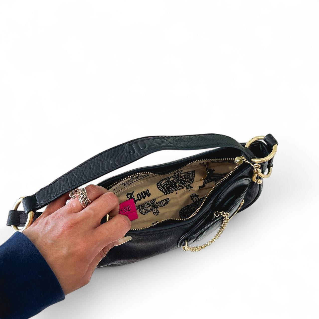 Rare Y2K Juicy Couture Black Heart Shoulder Bag
