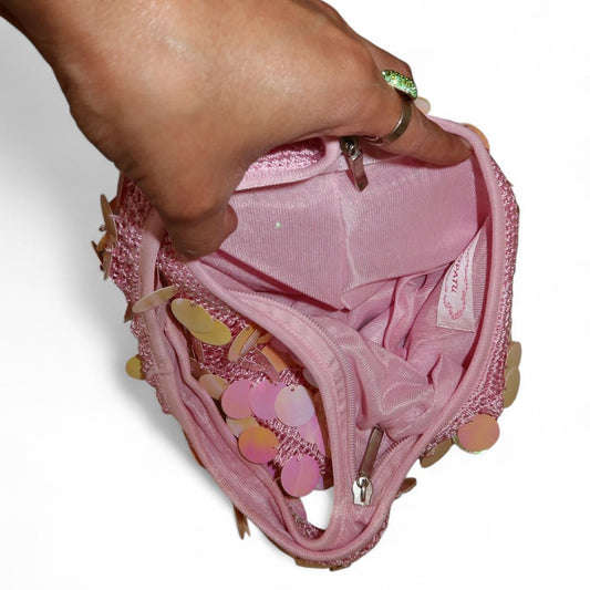 Y2K Pink Iridescent Sequin Mini Shoulder Bag