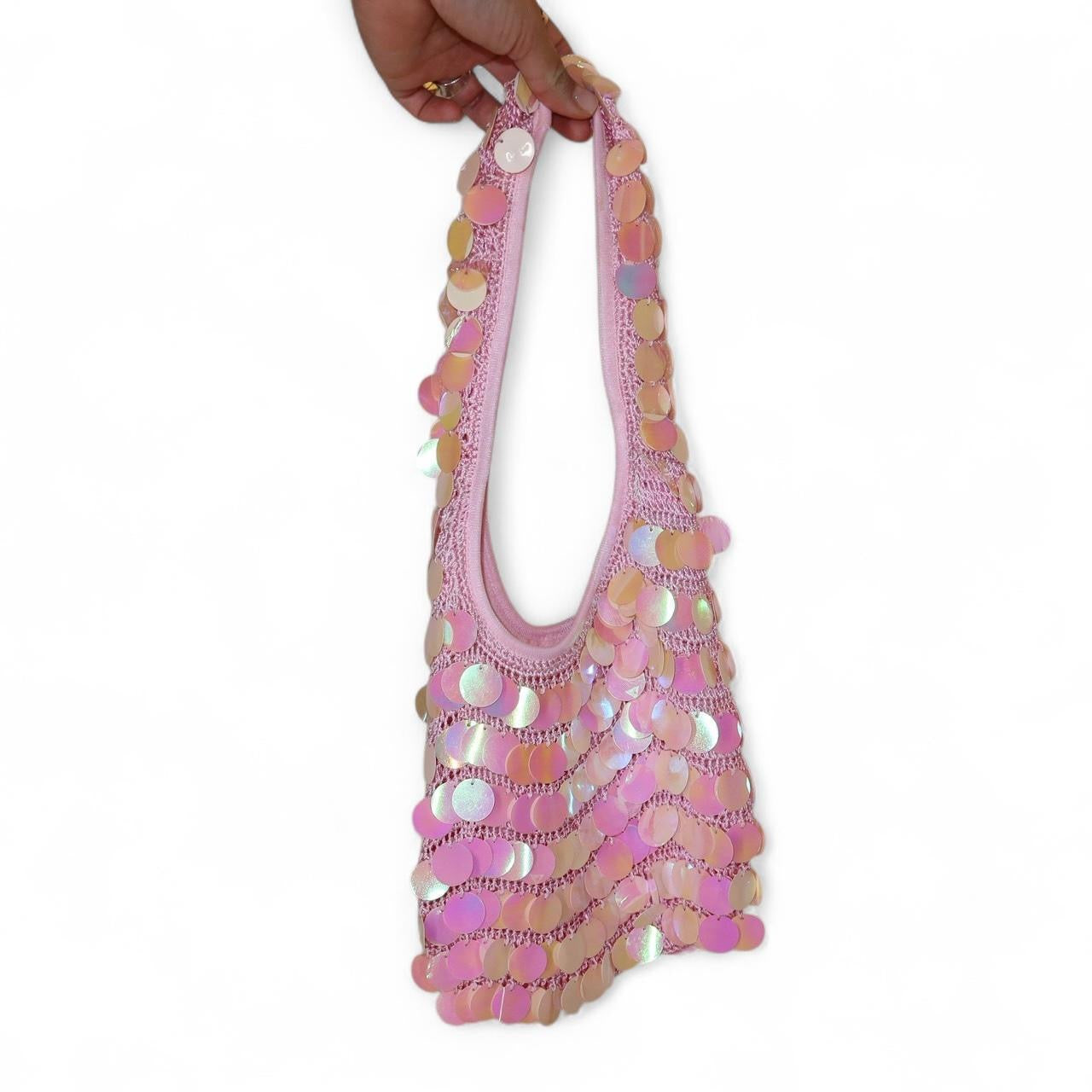 Y2K Pink Iridescent Sequin Mini Shoulder Bag