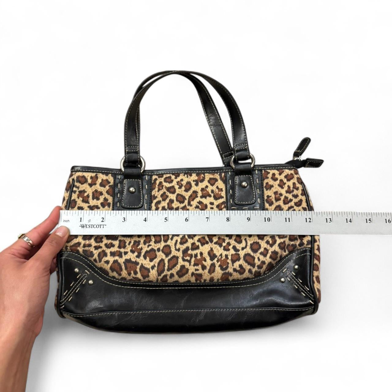 Y2K Leopard Print Structured Shoulder Bag