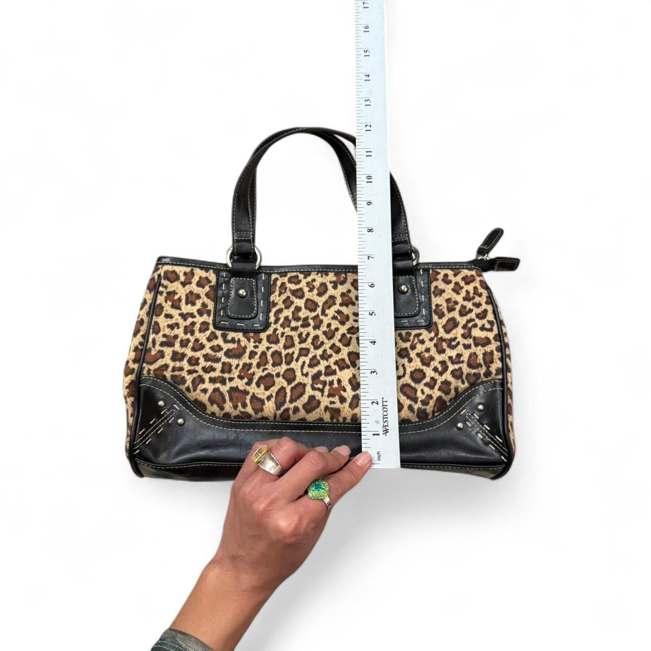 Y2K Leopard Print Structured Shoulder Bag