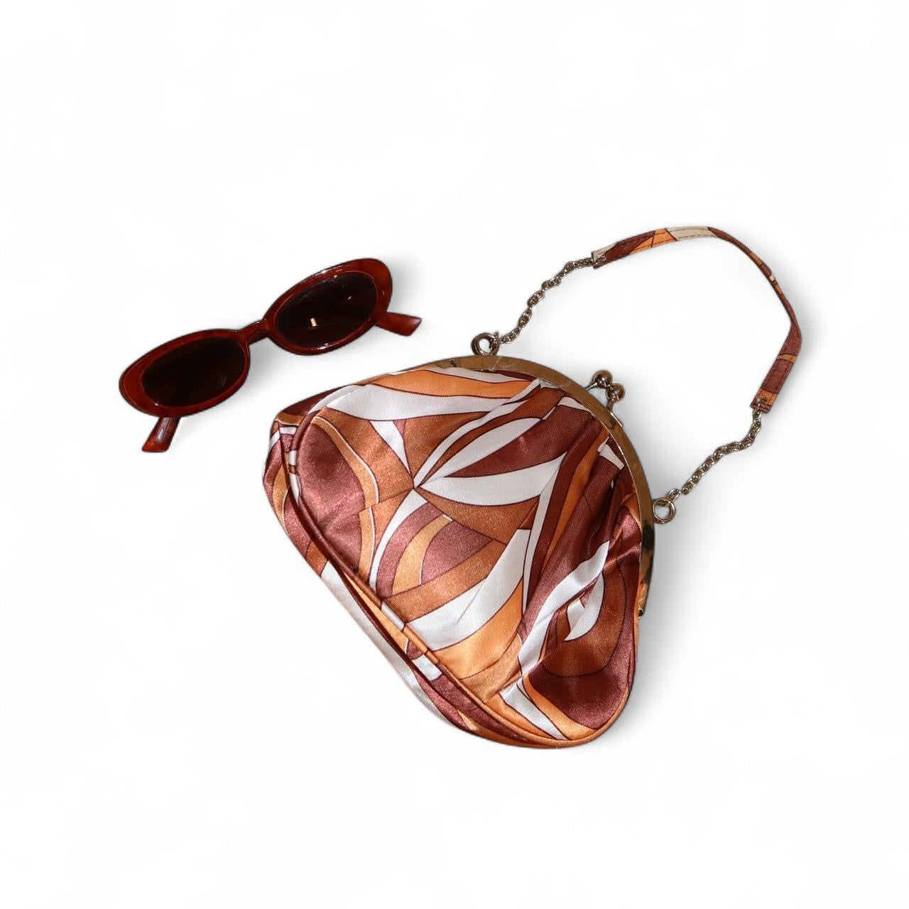 Vintage Y2K Satin Swirl Kiss-Lock Mini Bag