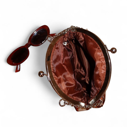 Vintage Y2K Satin Swirl Kiss-Lock Mini Bag