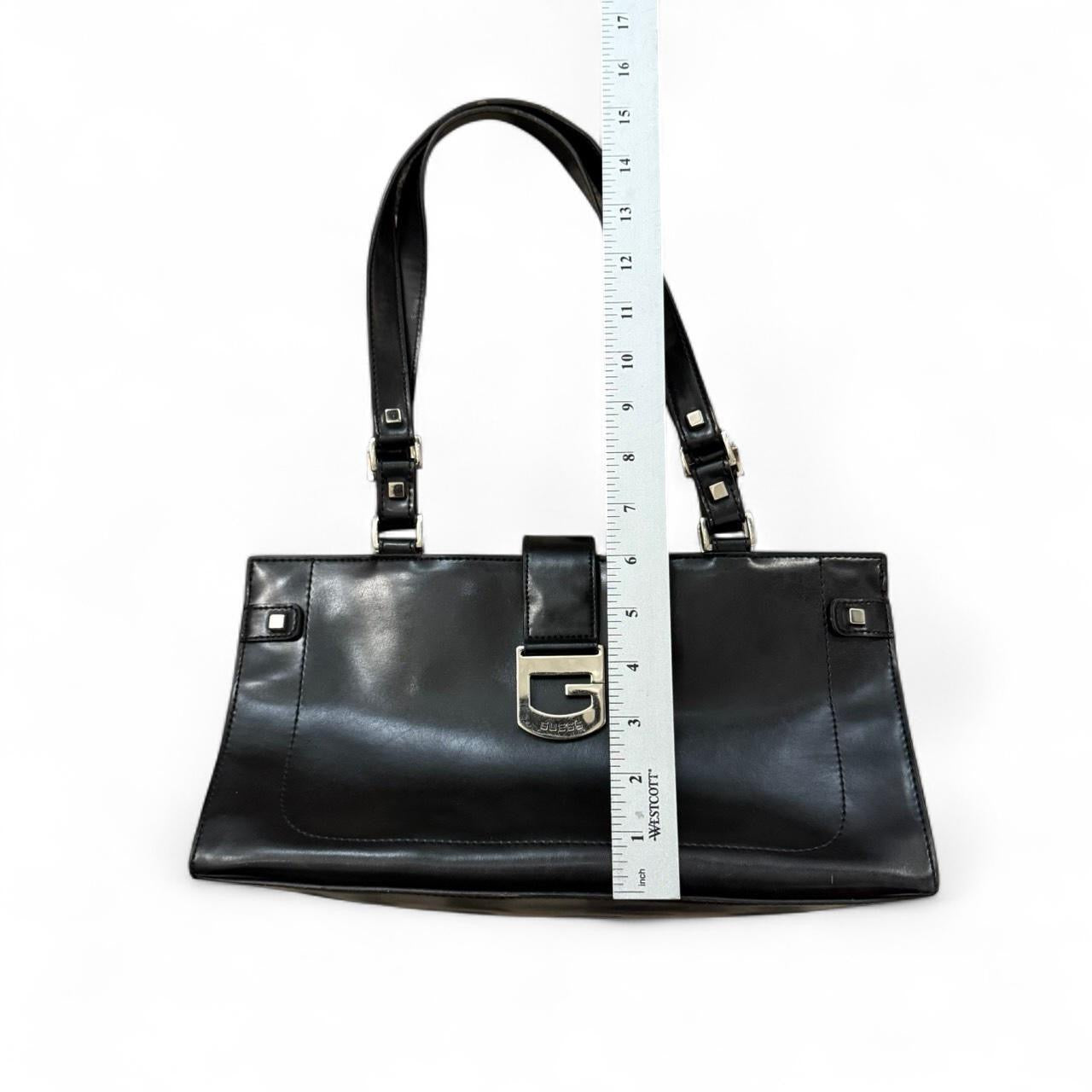 Vintage Y2K GUESS Black Leather Shoulder Bag