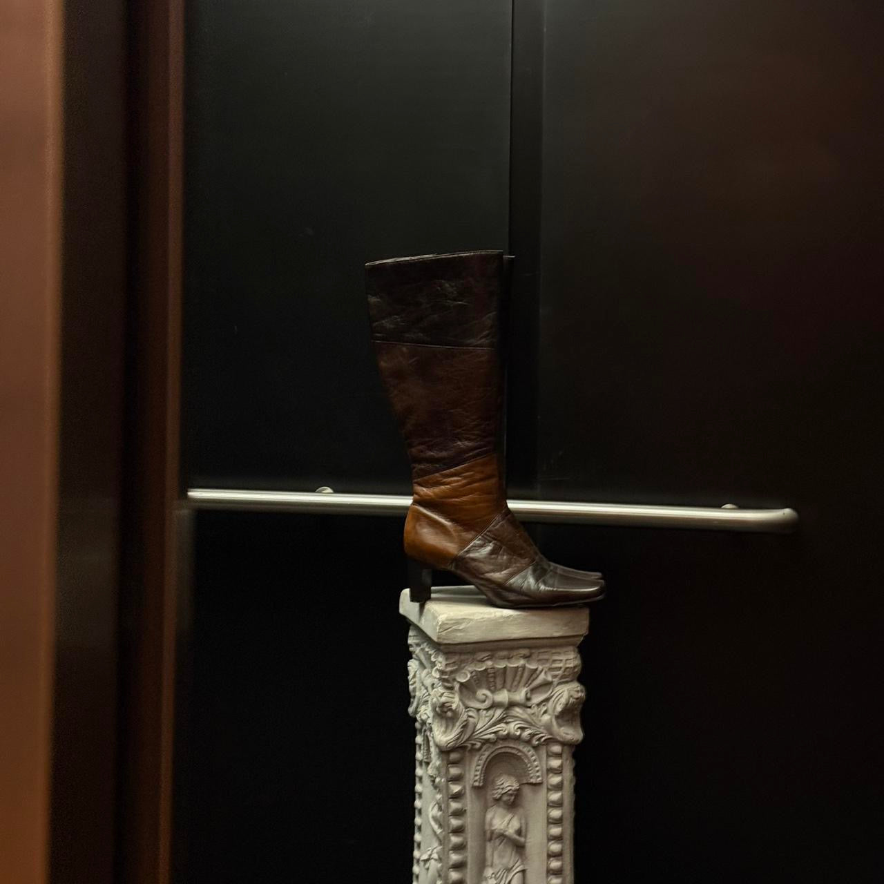 Vintage Patchwork Leather Knee-High Boots