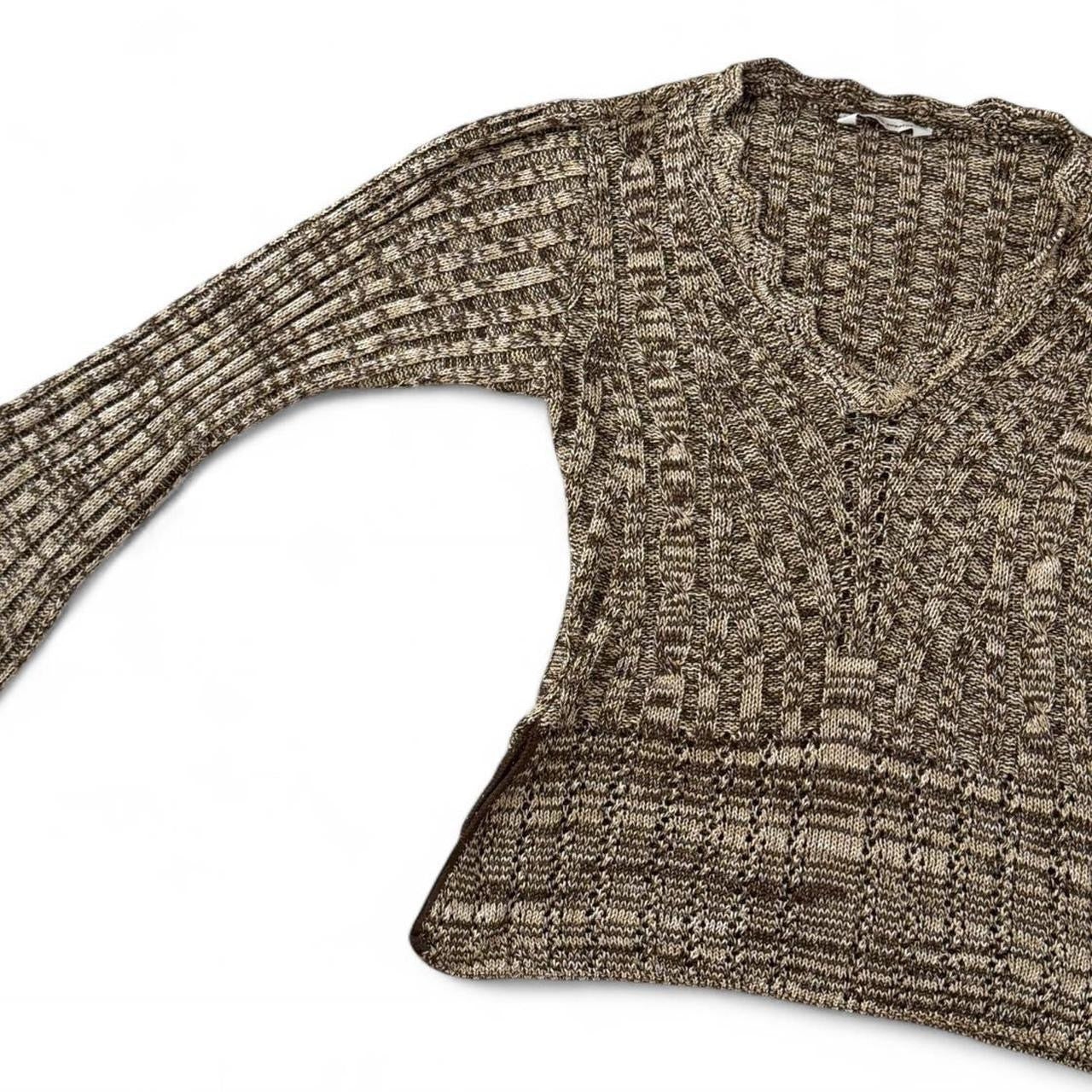 1990s Brown Marl Bell Sleeve Knit Sweater