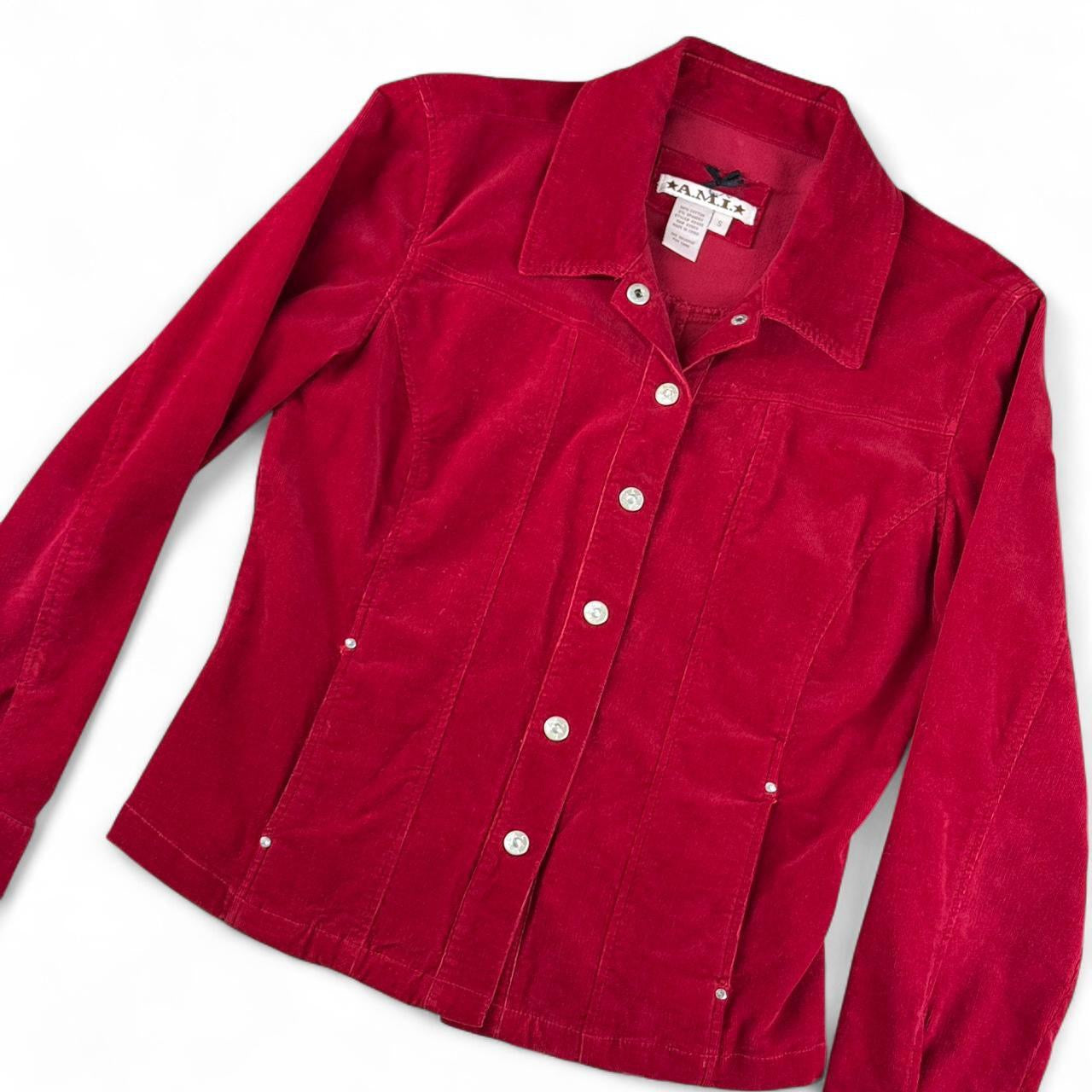 Y2K Red Rhinestone Corduroy Jacket