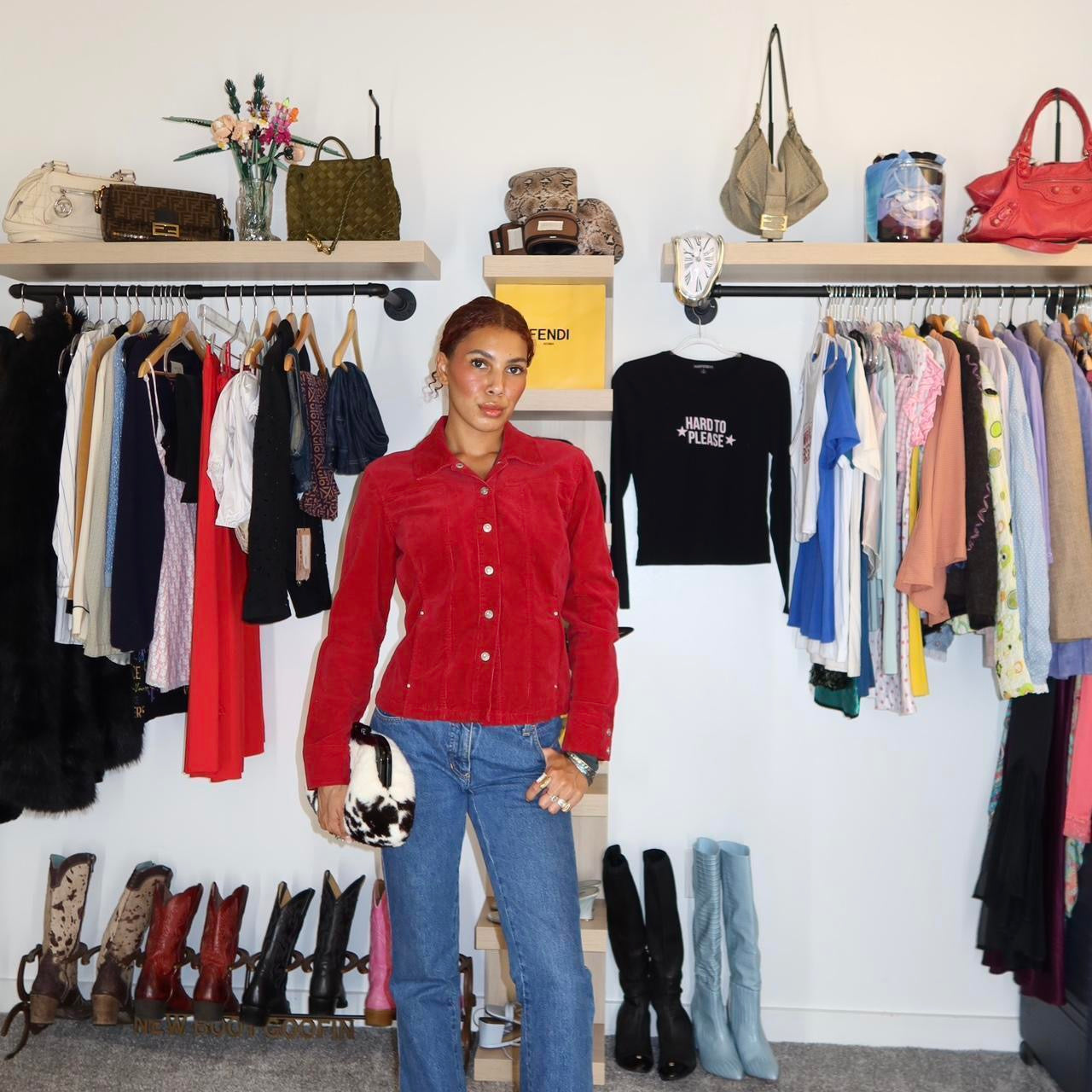 Y2K Red Rhinestone Corduroy Jacket