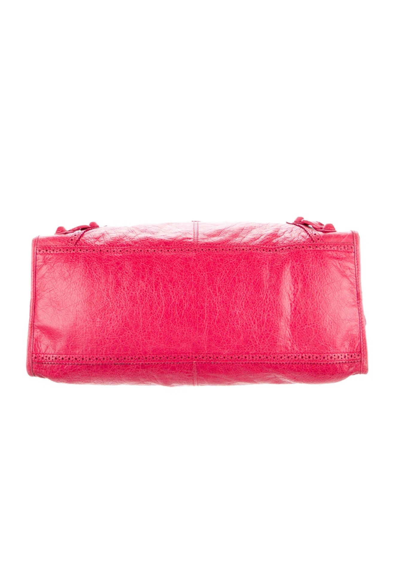 Vintage Balenciaga Red Leather Moto Top Handle Bag with Shoulder Strap