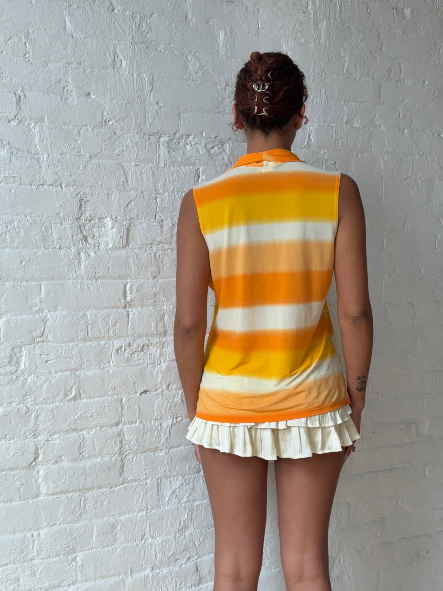 Y2K Sunset Ombre Drape Neck Top – Crush by A&G Cowl Neck Rhinestone Detail Tank