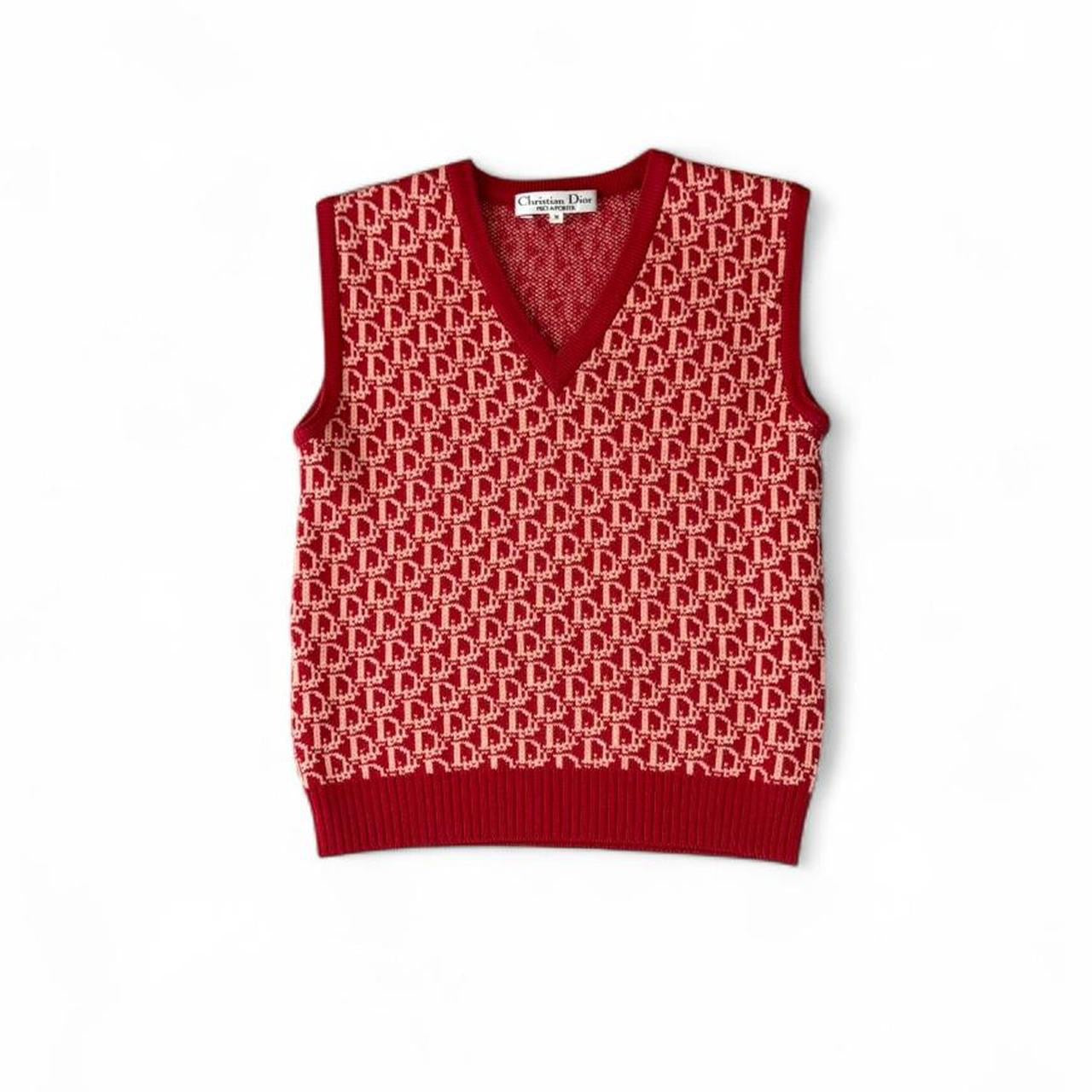 Vintage Christian Dior Logo Monogram Knit Vest