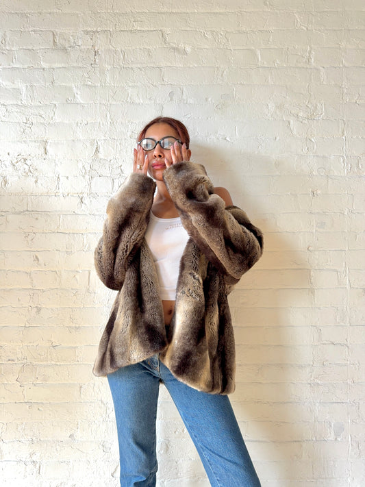 Vintage Brown Faux Fur Coat
