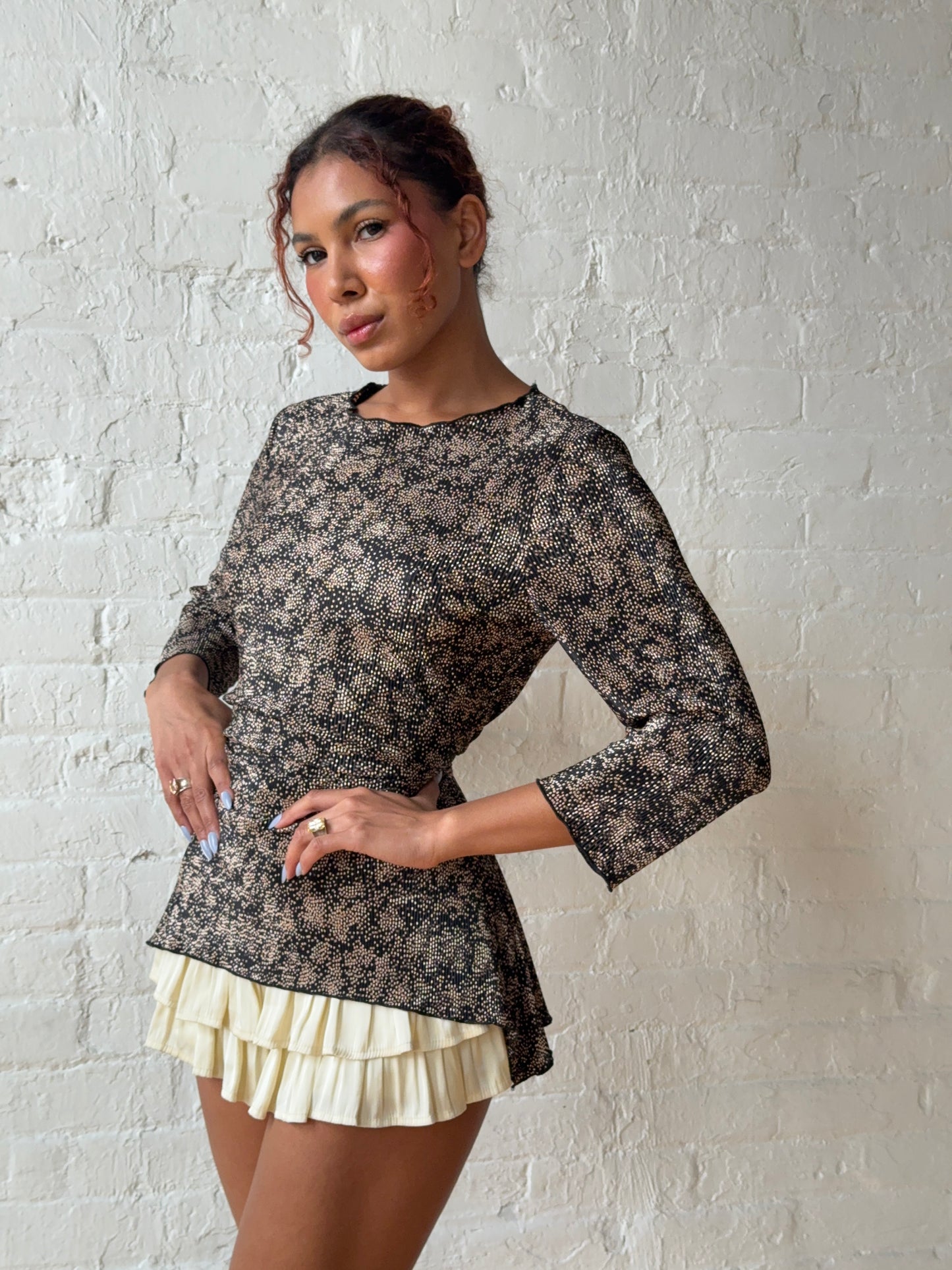 Vintage 90s Abstract Sheer Tunic Blouse