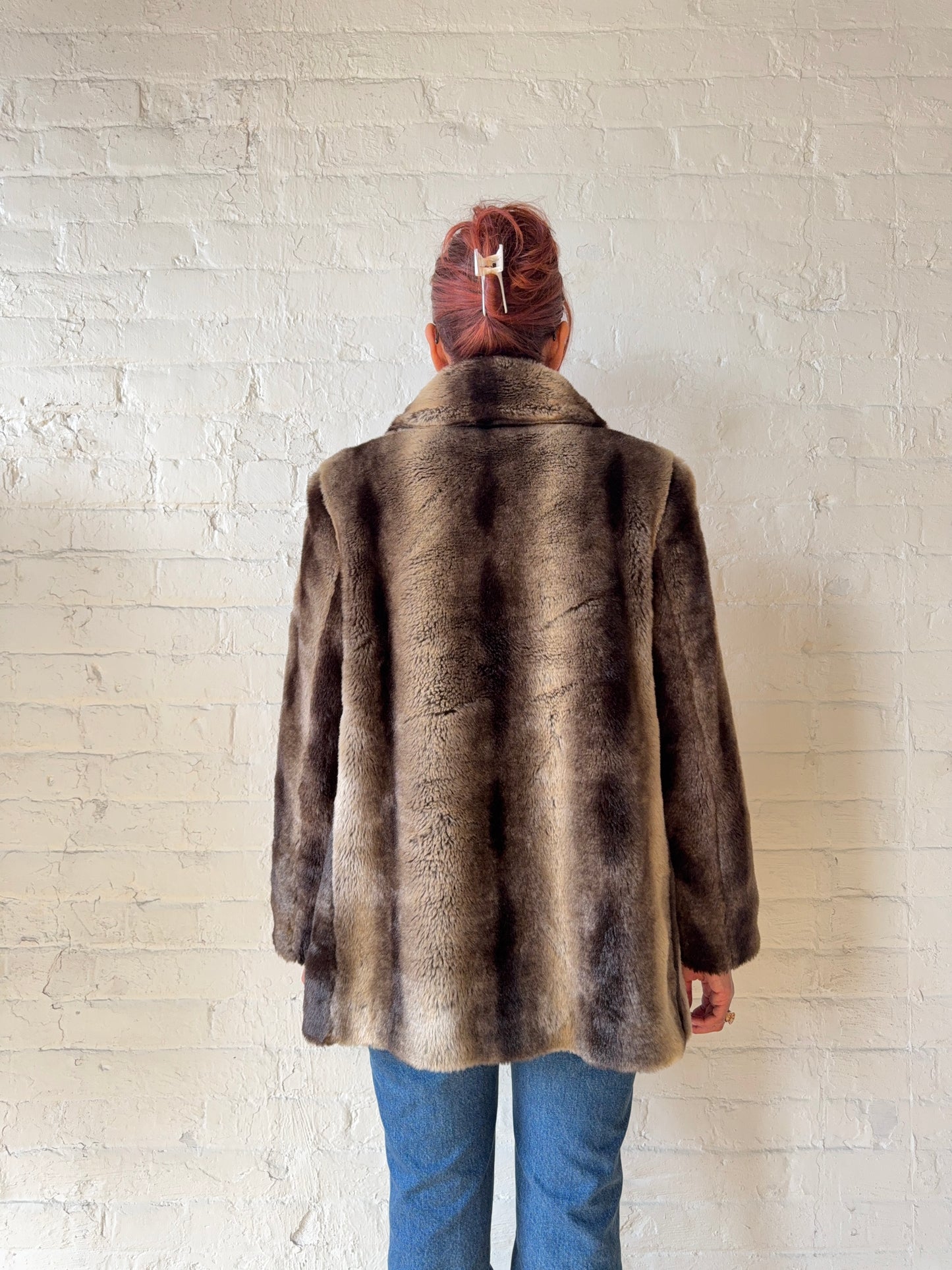 Vintage Brown Faux Fur Coat