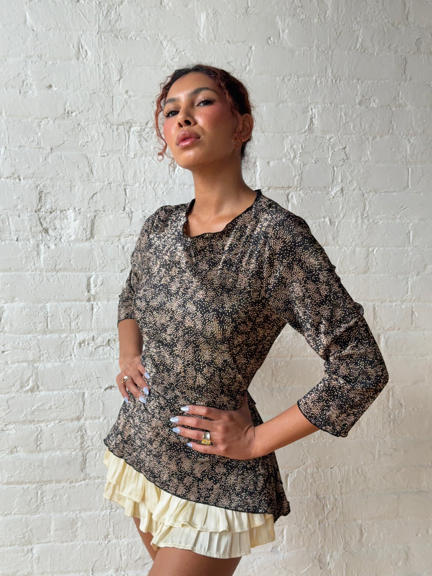 Vintage 90s Abstract Sheer Tunic Blouse