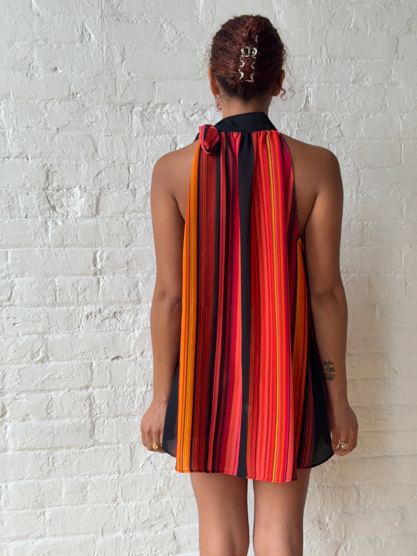 2000s Striped Halter Tunic Dress