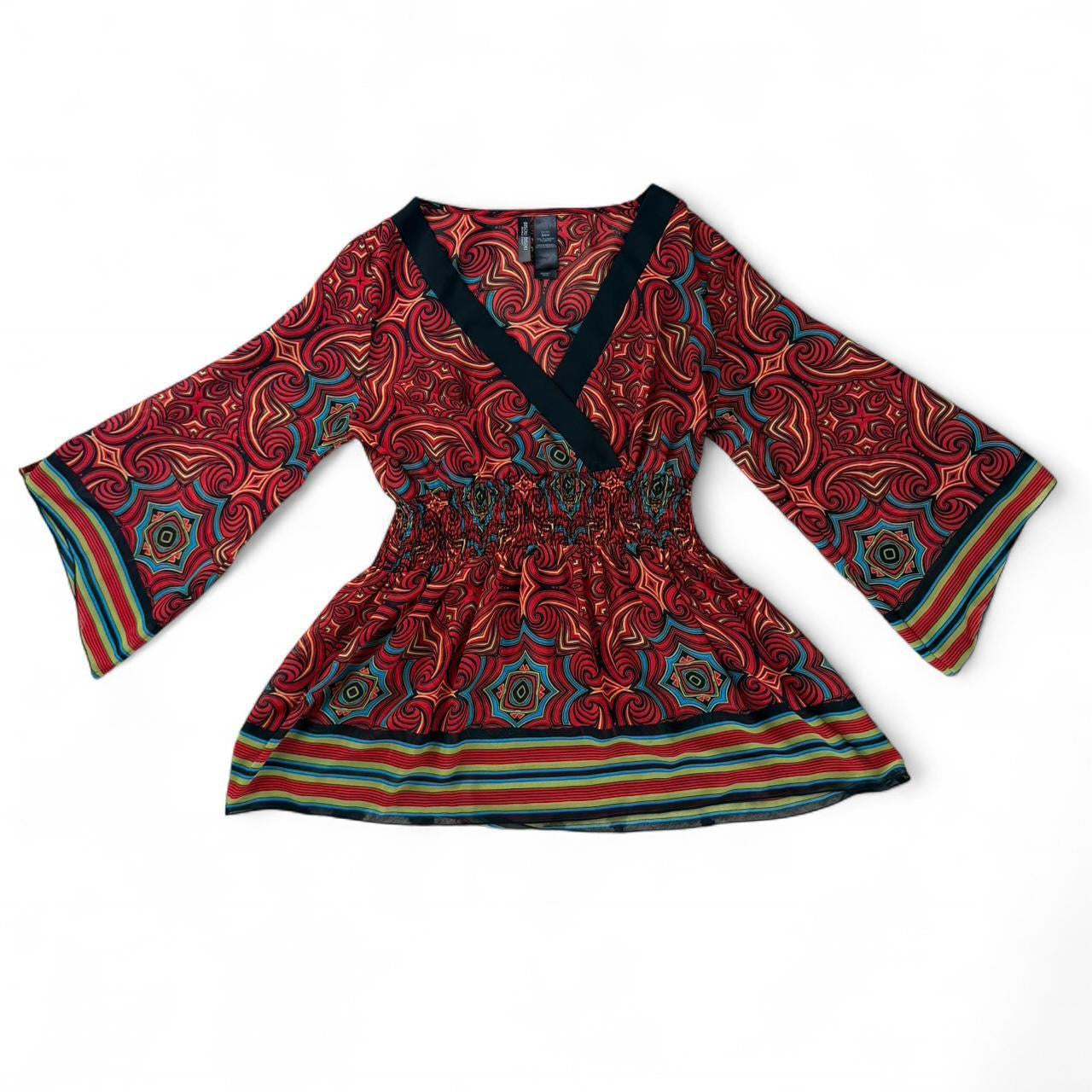 Y2K Bisou Bisou Psychedelic Empire Mesh Top