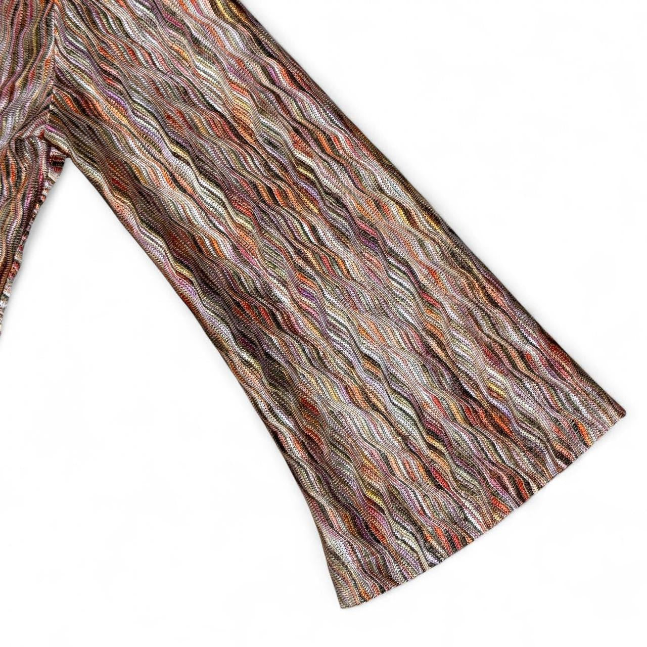 90s Abstract Tie-Front Plunge Blouse