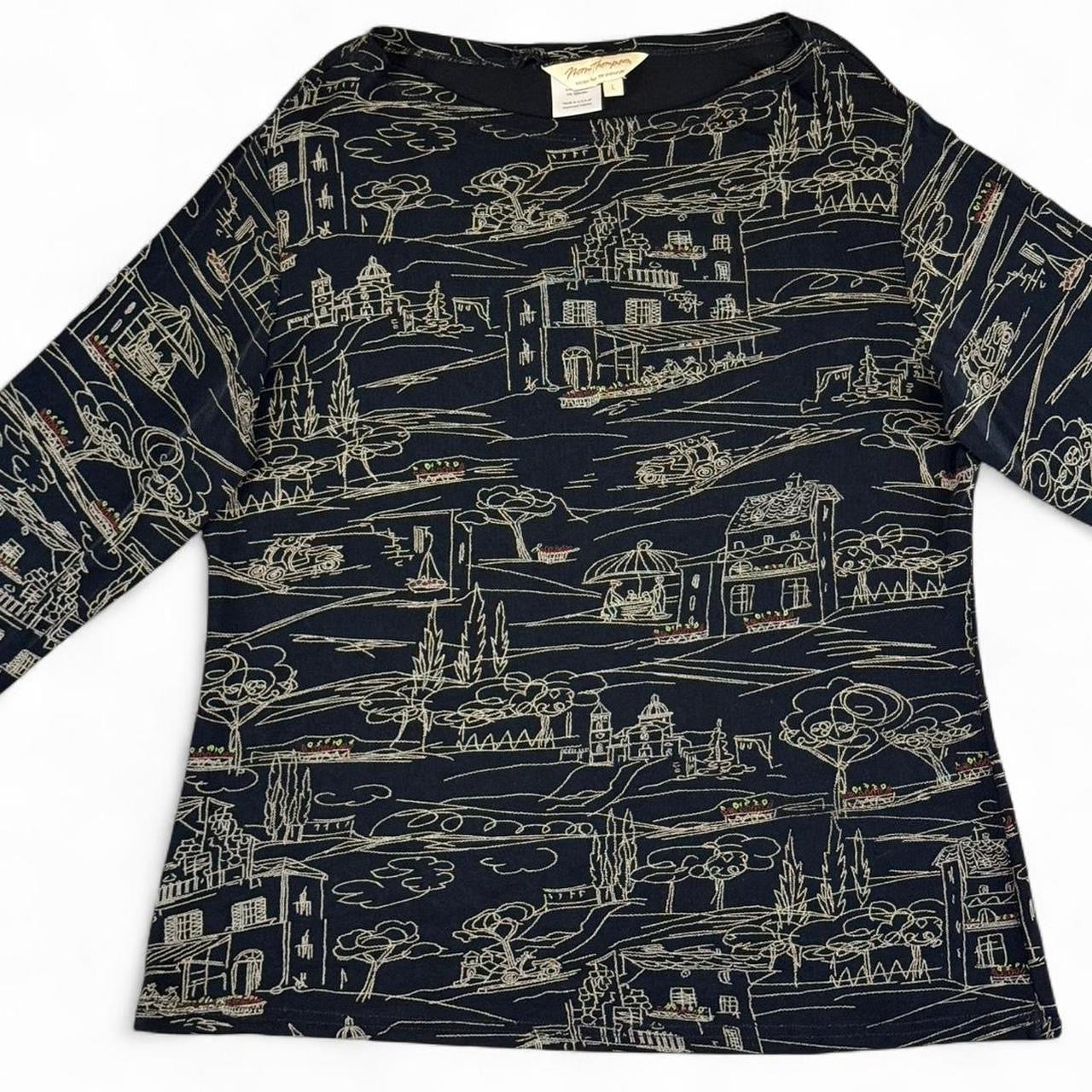 Vintage 2000s Scenic Off-Shoulder Slinky Top