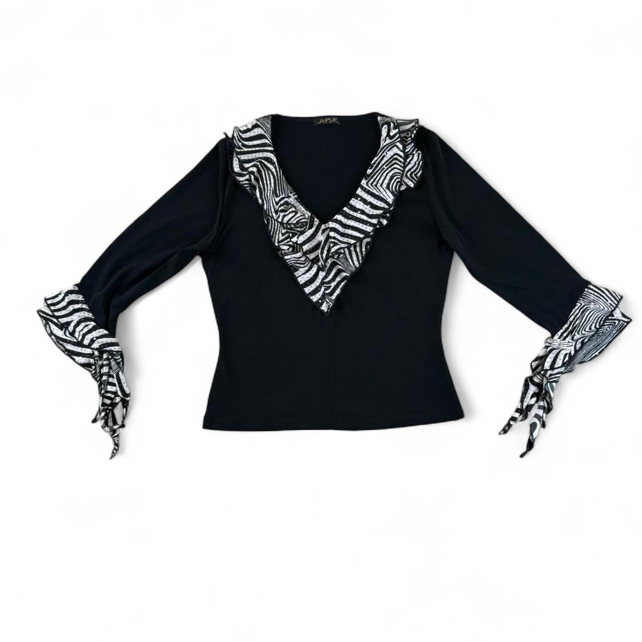 Vintage 90s Zebra Ruffle Top