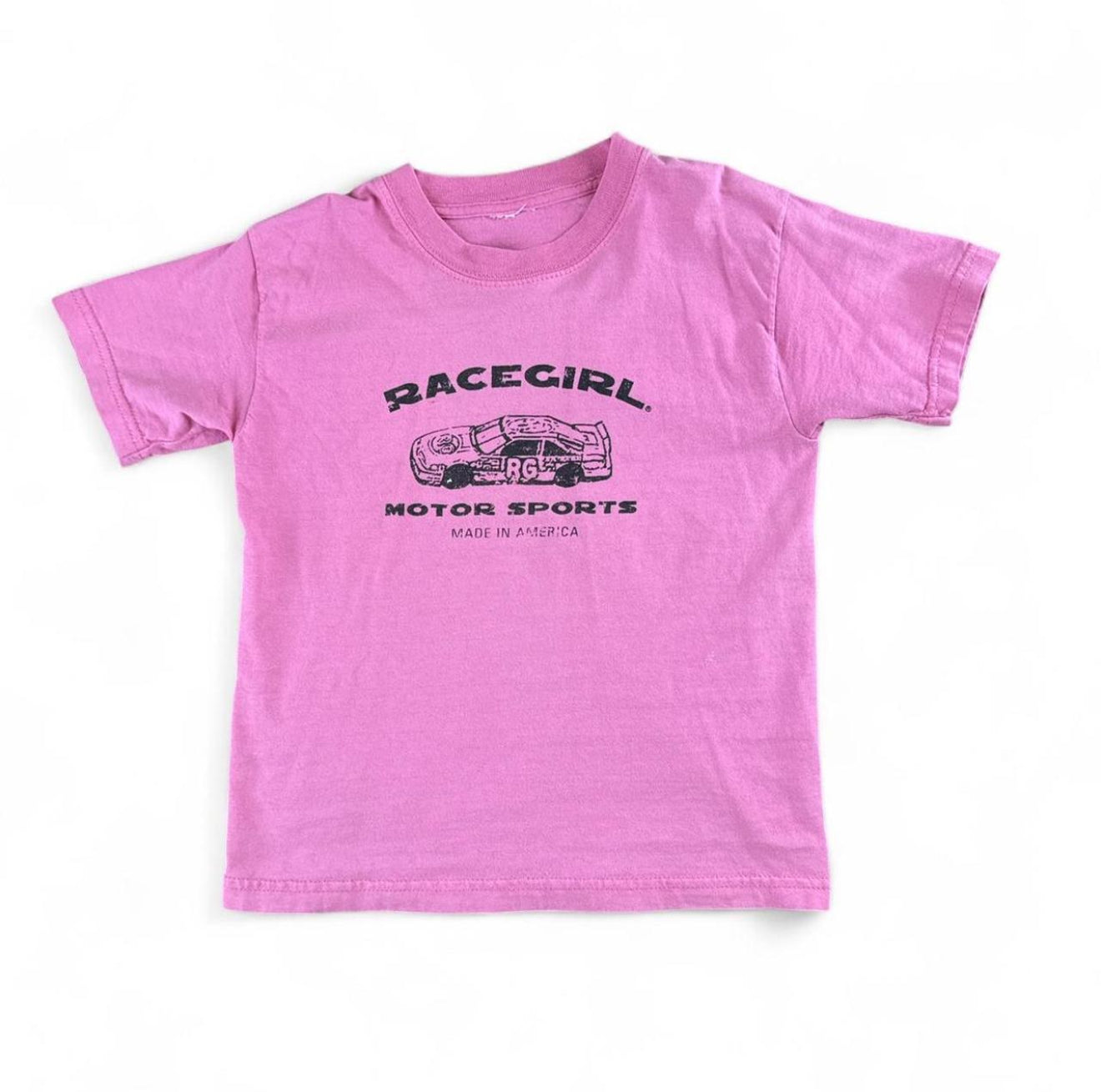 Vintage Pink Race Girl Baby Tee