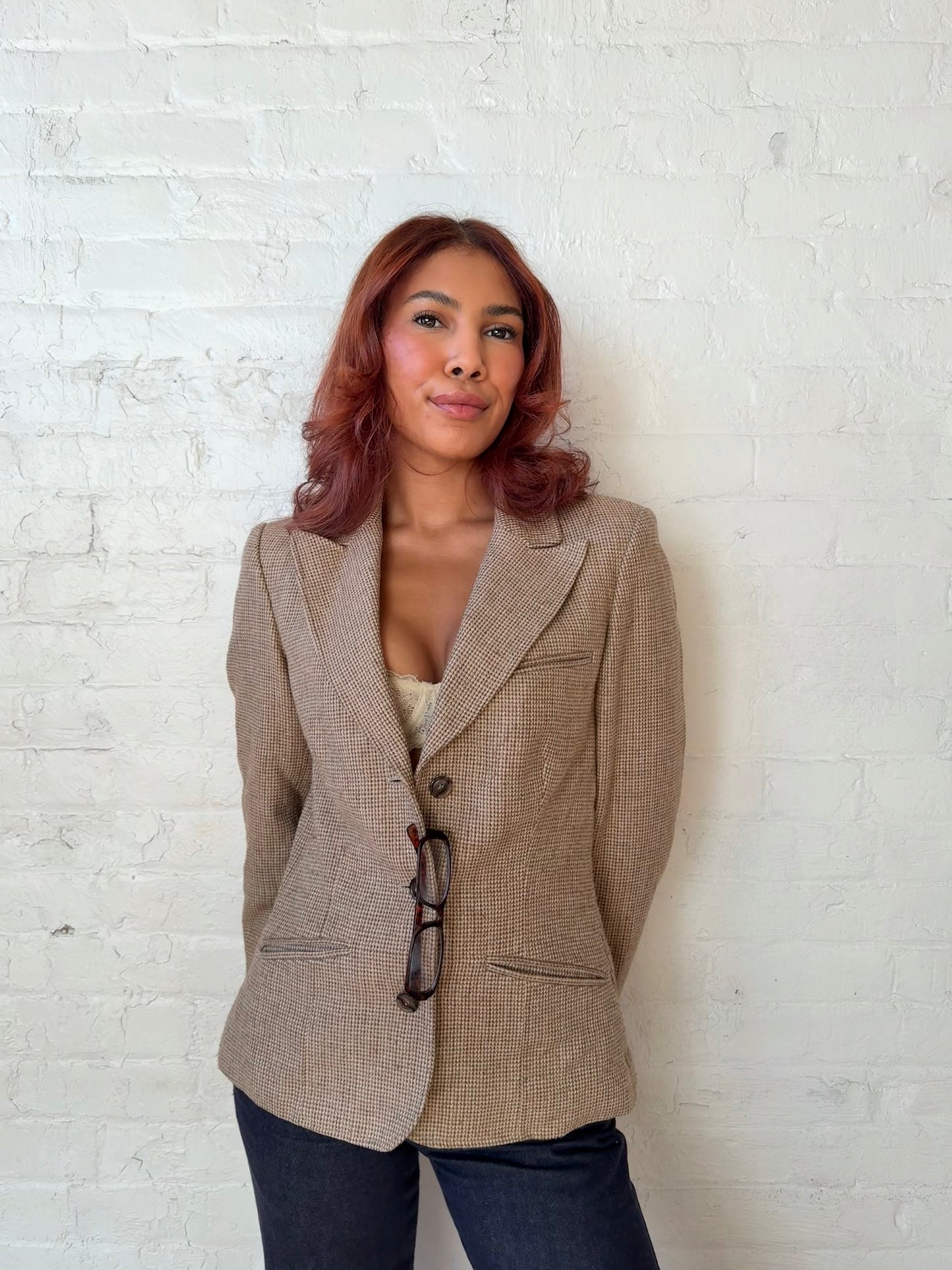 Vintage Brown Wool Tailored Blazer
