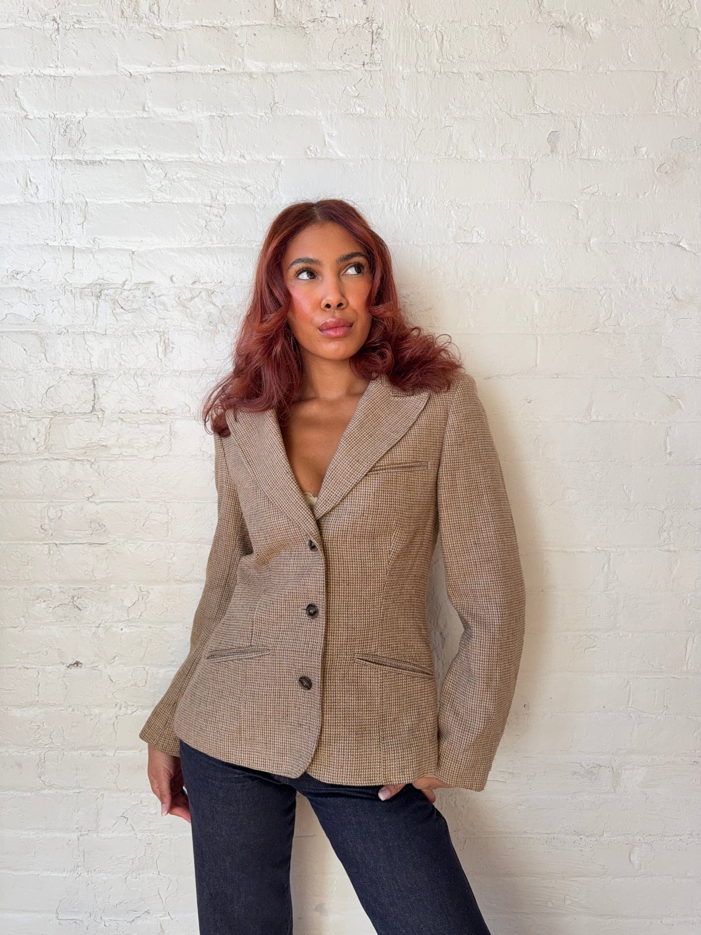 Vintage Brown Wool Tailored Blazer
