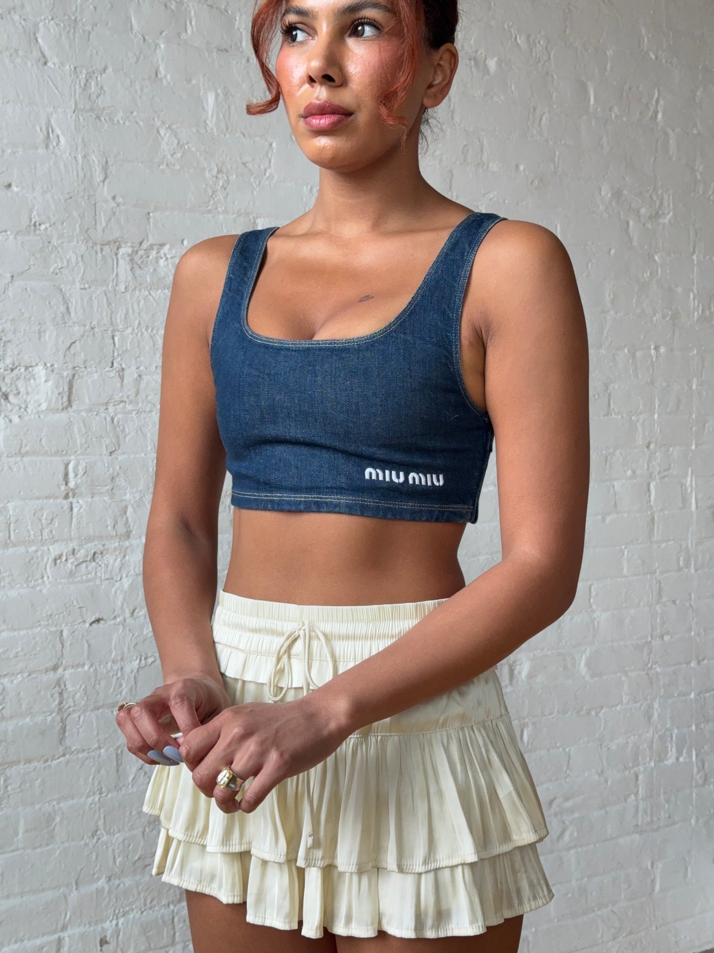 Miu Miu Denim Cropped Tank Top