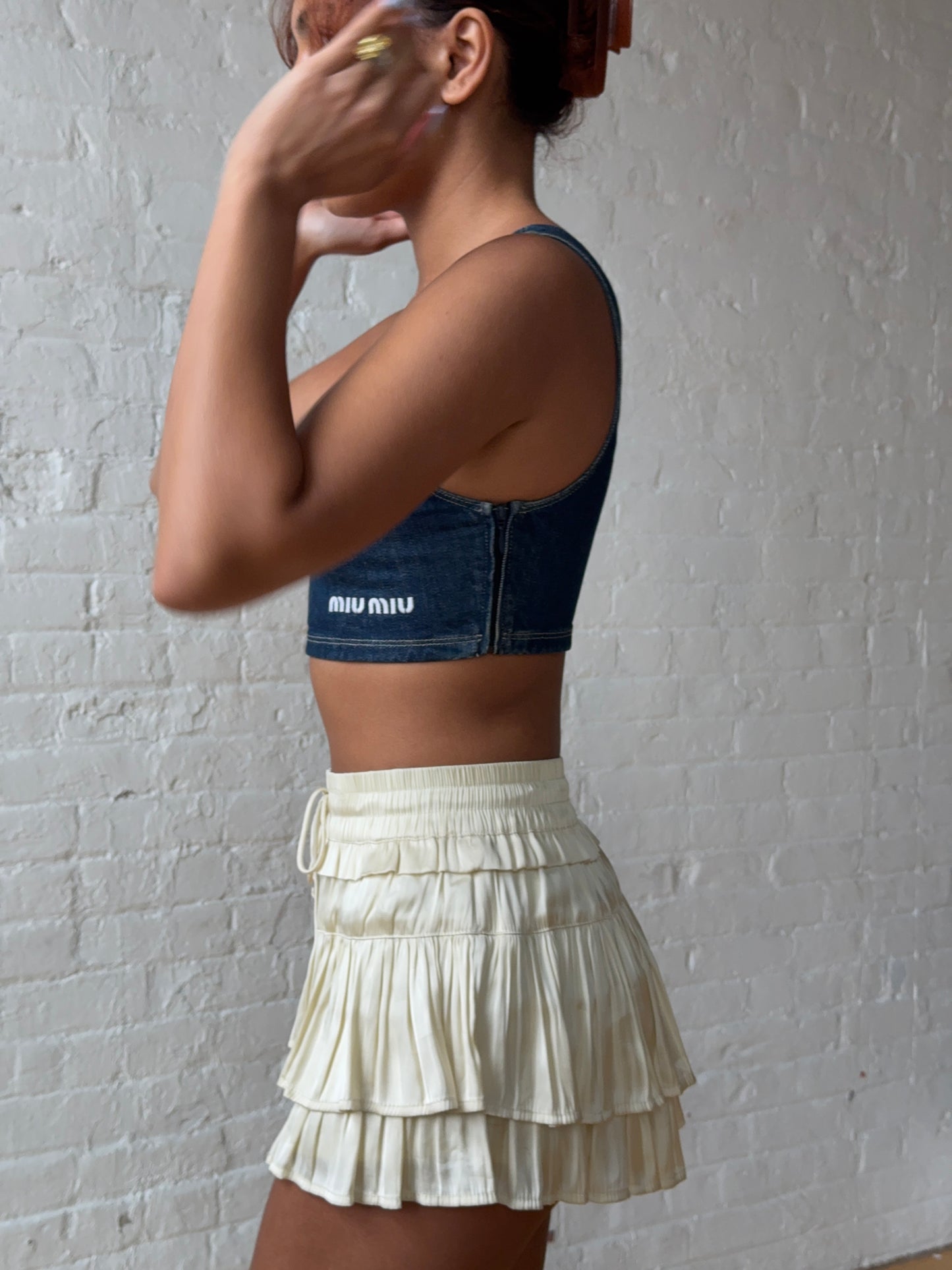 Miu Miu Denim Cropped Tank Top