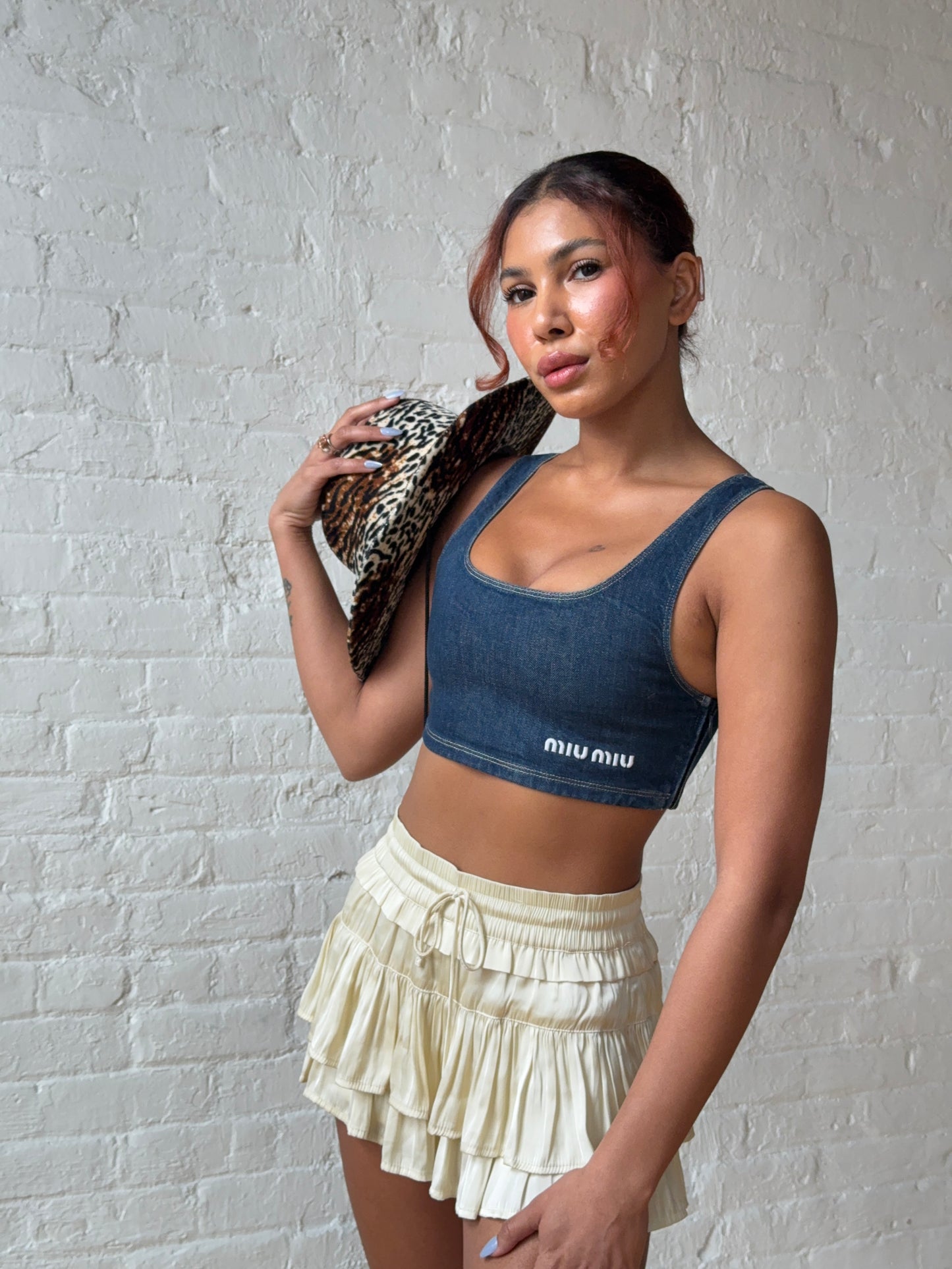 Miu Miu Denim Cropped Tank Top