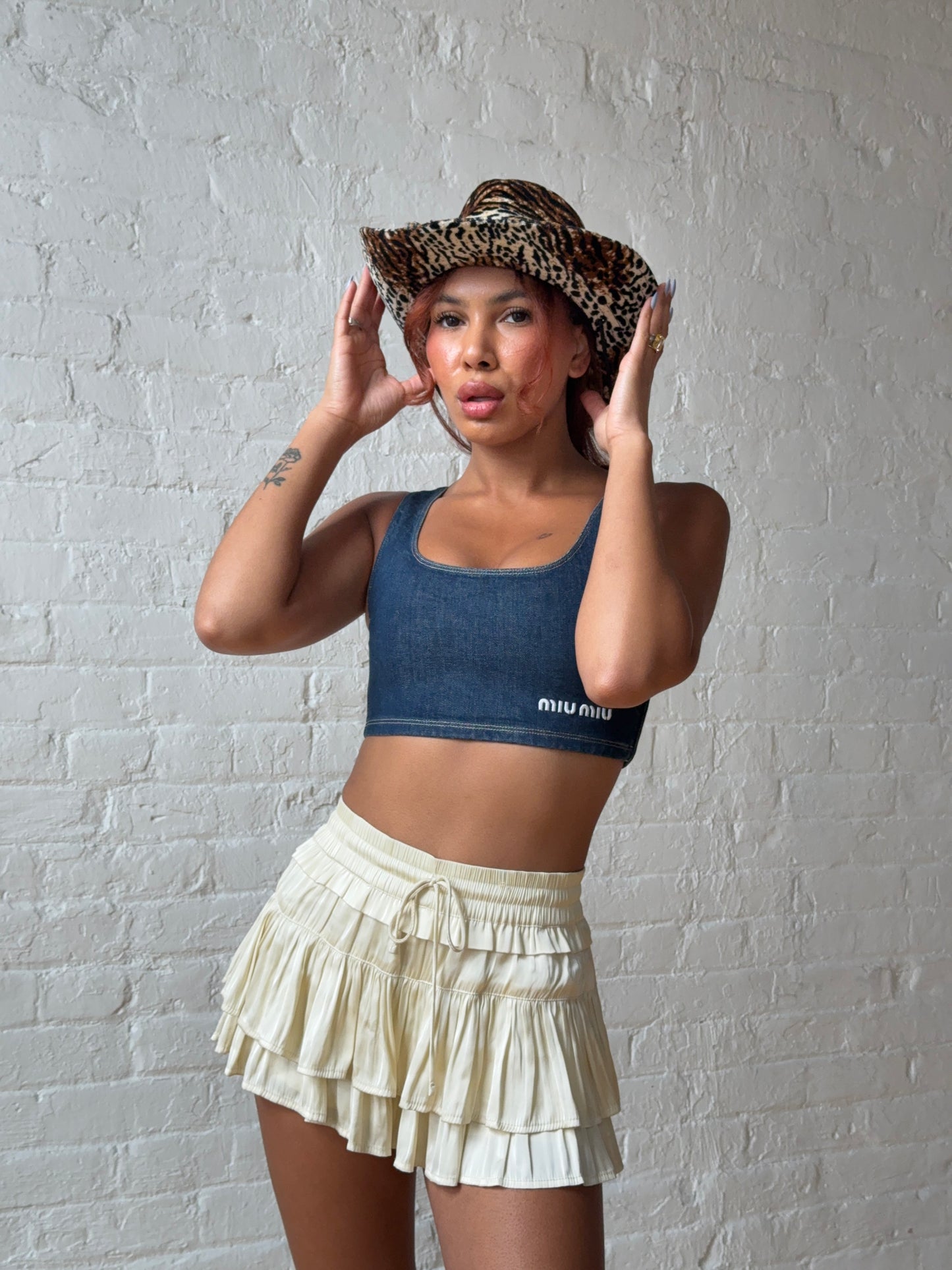 Miu Miu Denim Cropped Tank Top