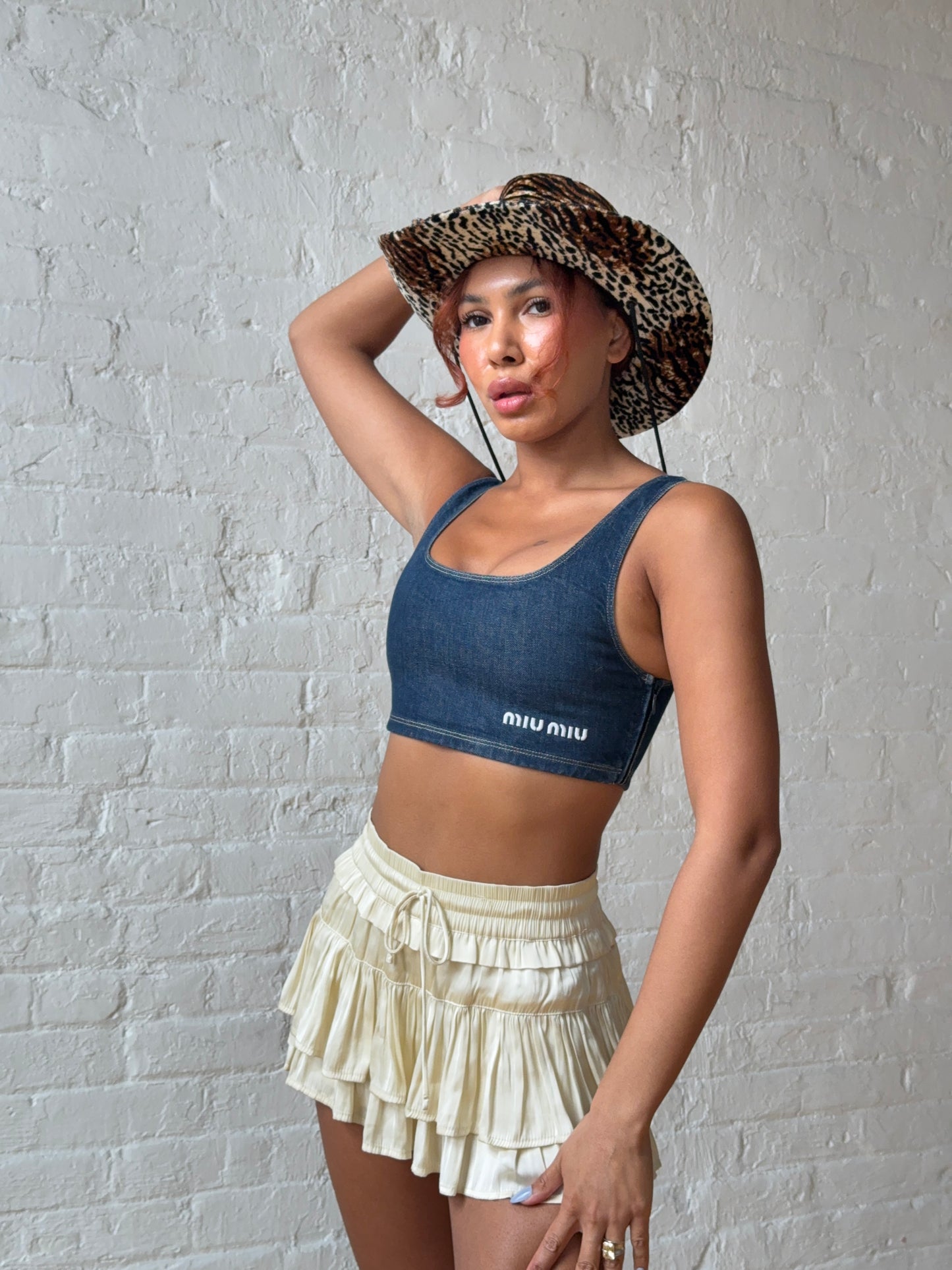 Miu Miu Denim Cropped Tank Top
