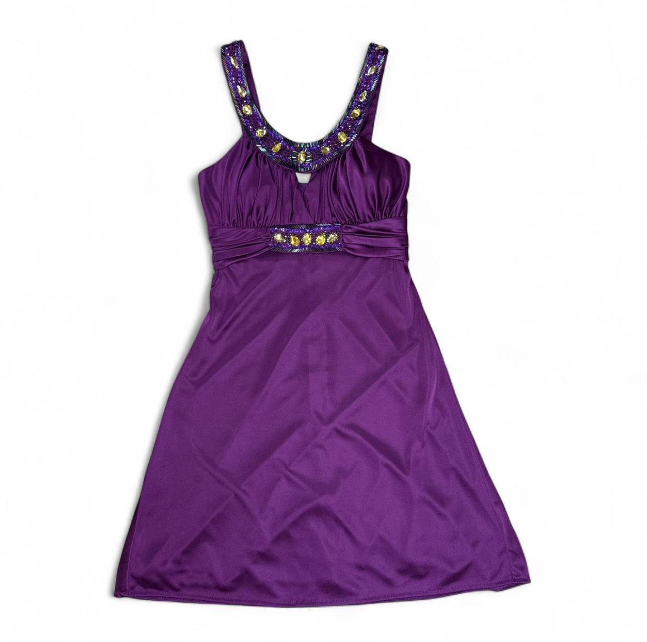 Vintage Masquerade Amethyst Embellished Mini Dress
